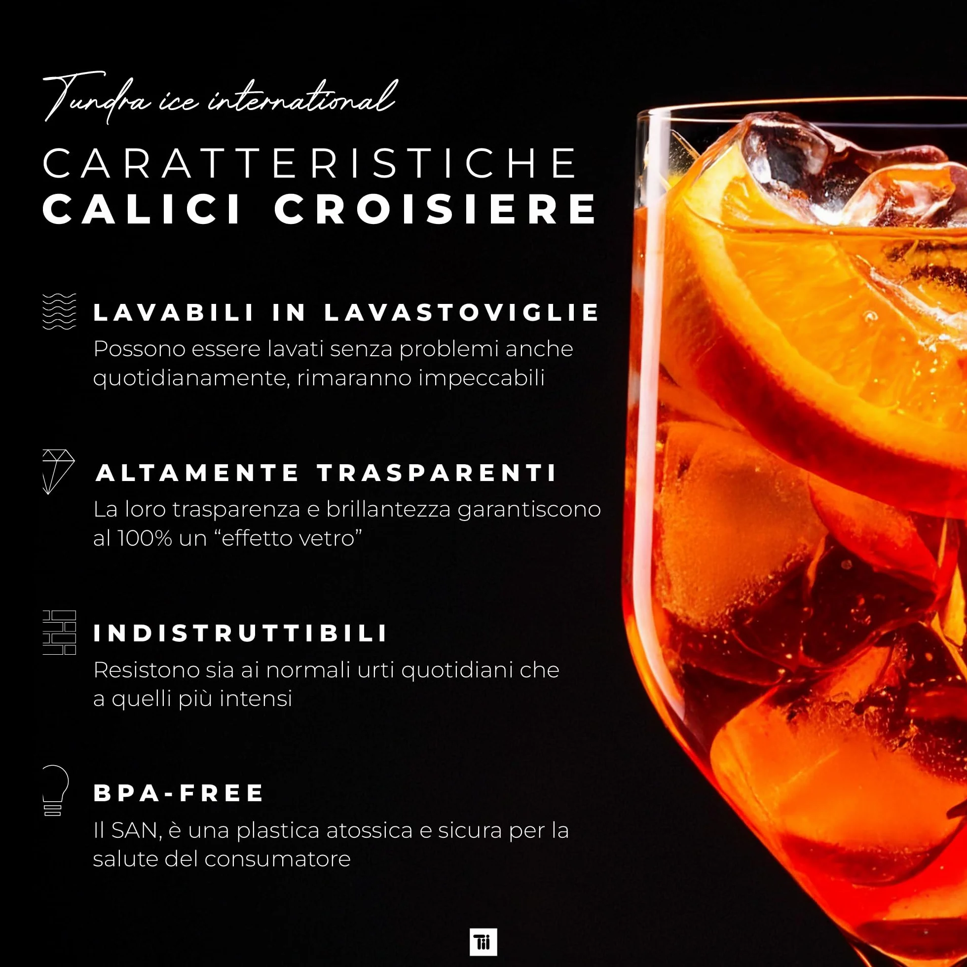 TUNDRA Set 6 Calici Plastica CROISIERE 25cl INFRANGIBILI SAN Plastica Rigida Riutilizzabili Lavabili lavastoviglie VINO ACQUA COCKTAIL Flute CHAMPAGNE Trasparente