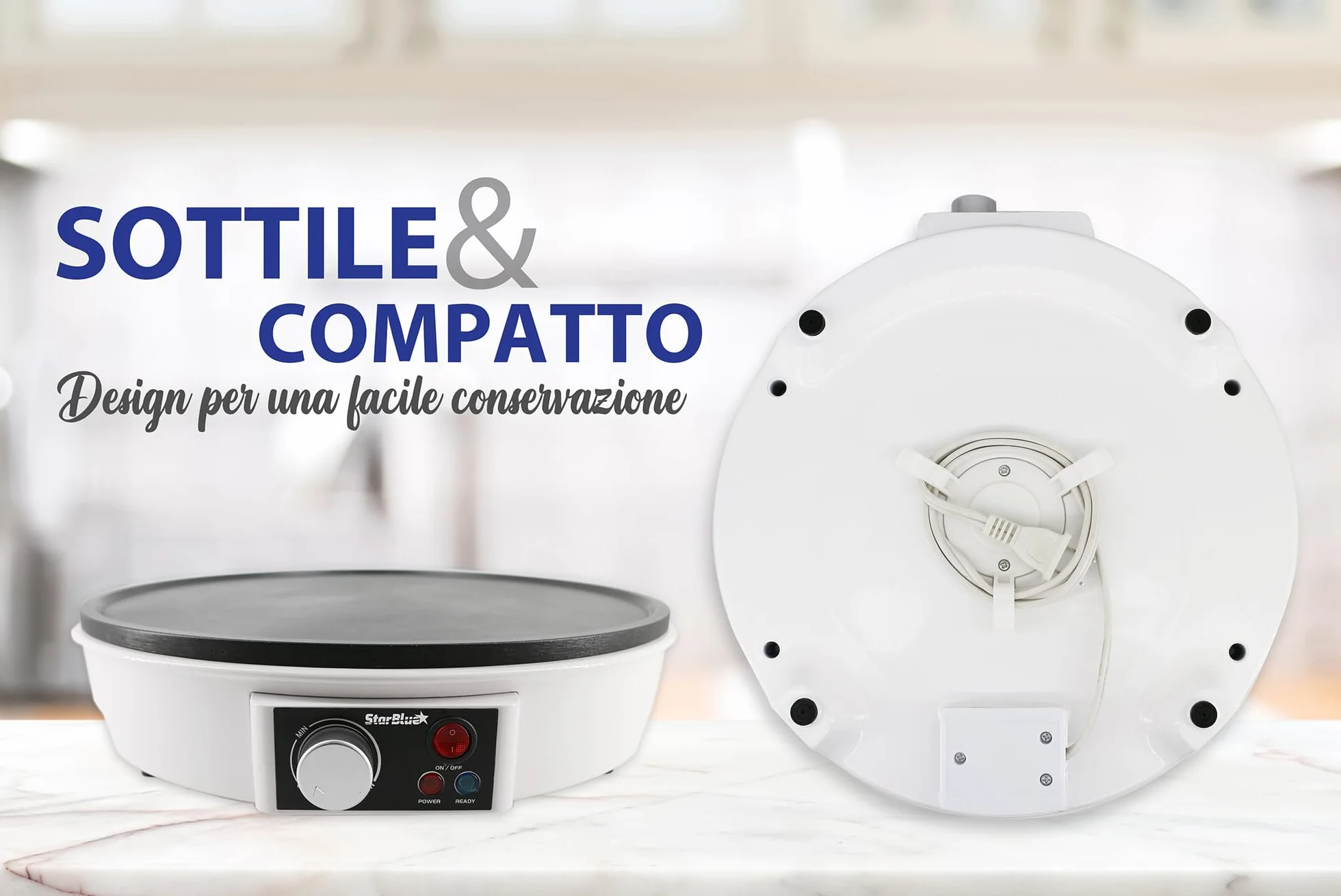 Macchinetta per Crepe Elettrica da 30.5cm Della StarBlue con Spatola di Legno - AC 220-240V 50/60Hz 1000W, Spina del Regno Unito, Adattatore Europa Incluso