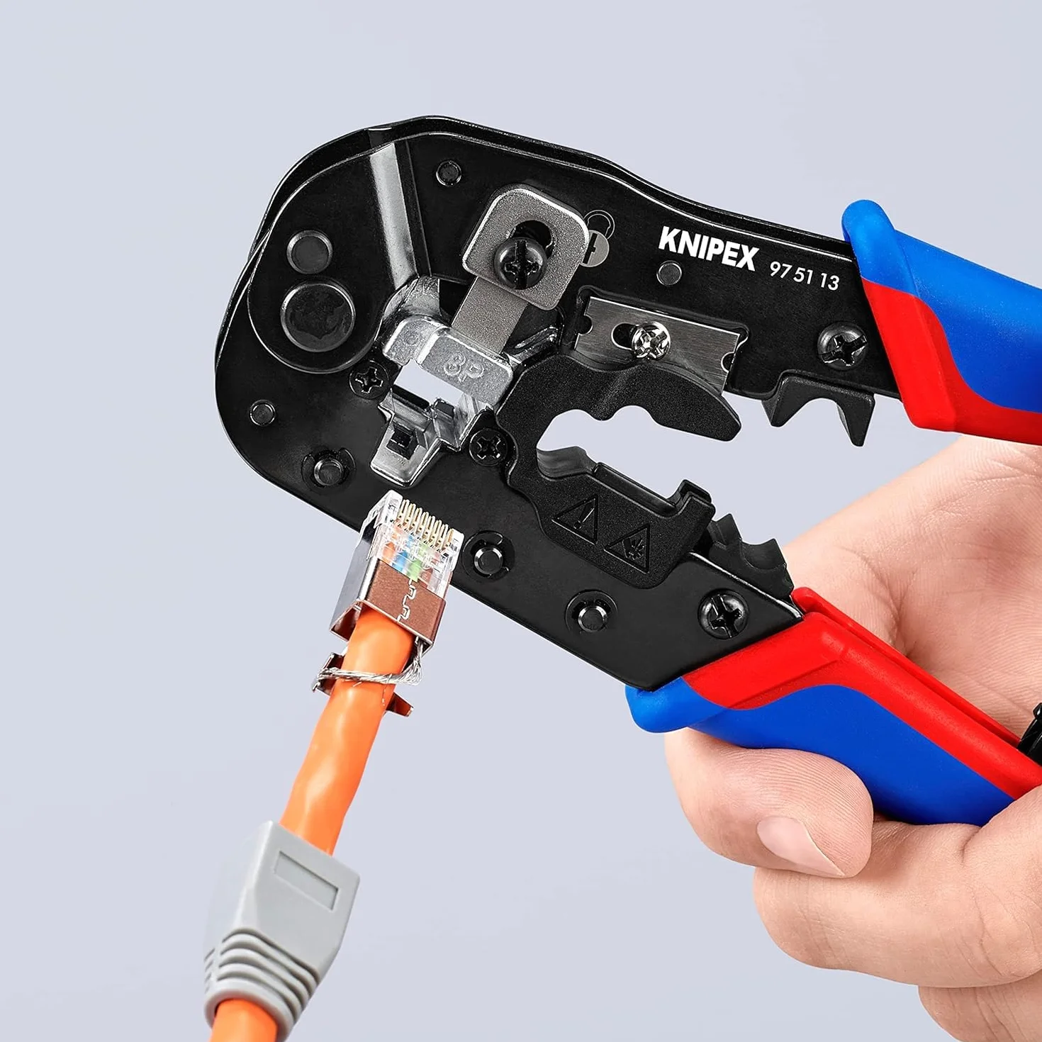 KNIPEX Crimpatrice per connettori tipo western RJ45 con impugnature multicomponente 190 mm, 97 51 13