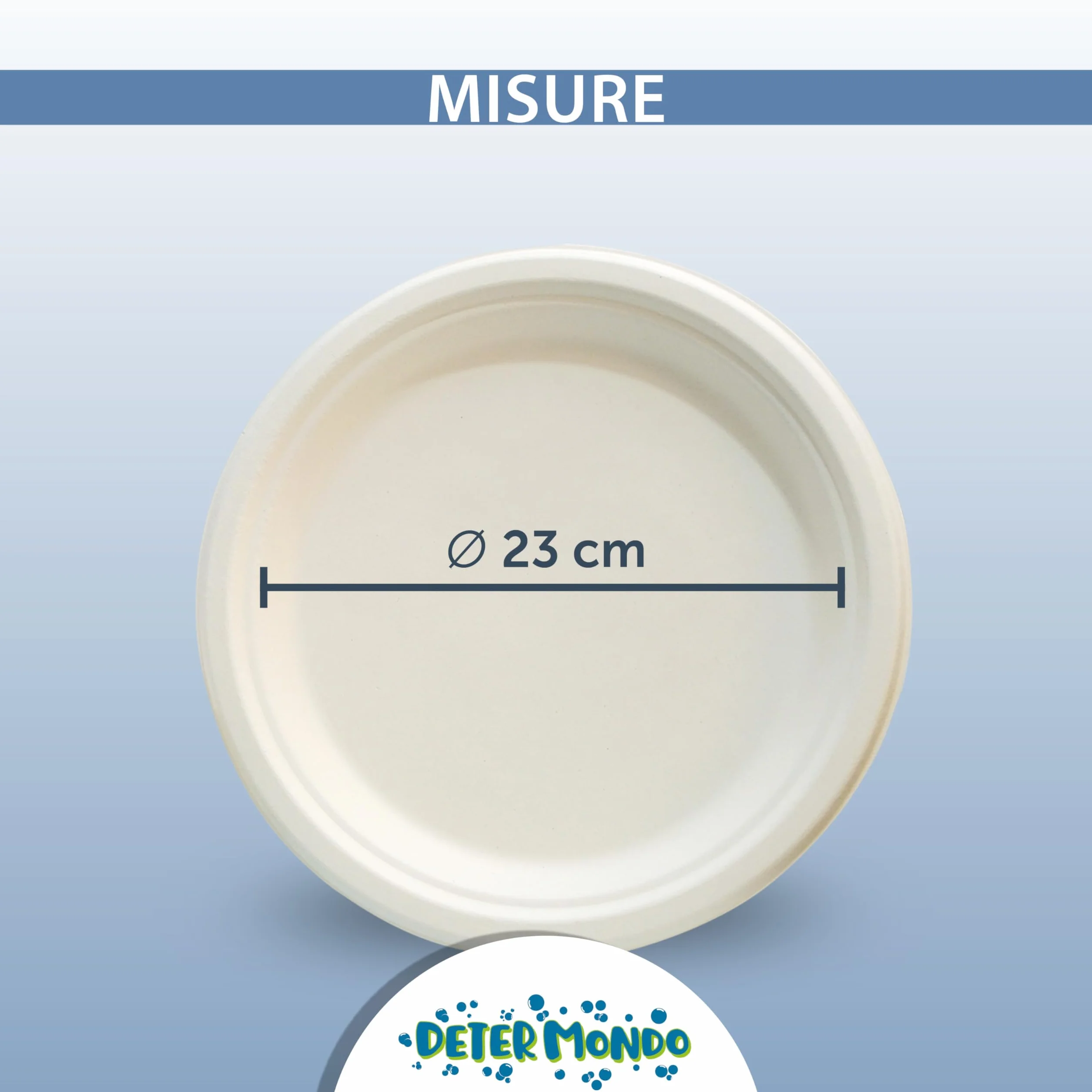DETERMONDO Set di 150 Piatti Piani 23 cm in Carta Biodegradabile Compostabile per Feste e Catering