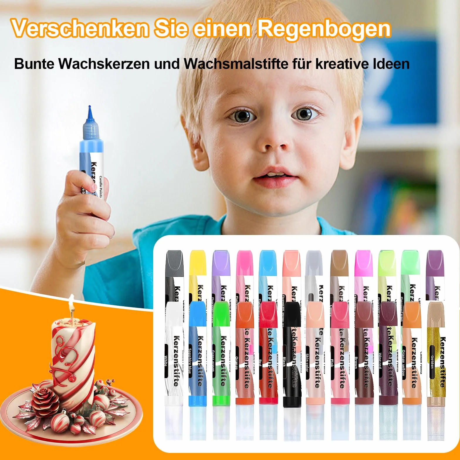 Set 24 Pastelli a Cera per Candele, Kit Coloranti 10 ml, Fai da Te, Colori Luminosi