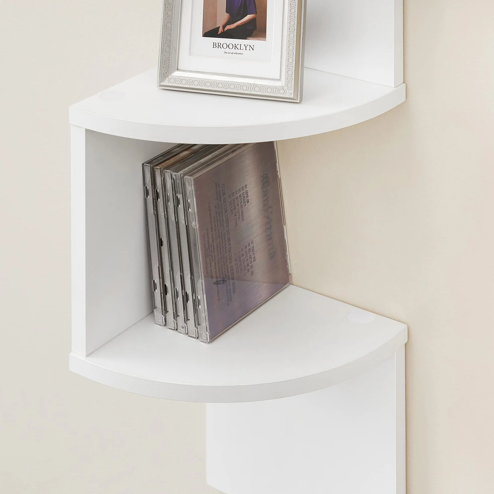 VASAGLE Libreria Angolare, Mensola Angolare da Muro, Scaffale da Parete a 5 Ripiani, 126 x 20 cm, in Camera da Letto Soggiorno Bagno Studio, Porta Piante, Bianco Nuvola LBC20WT