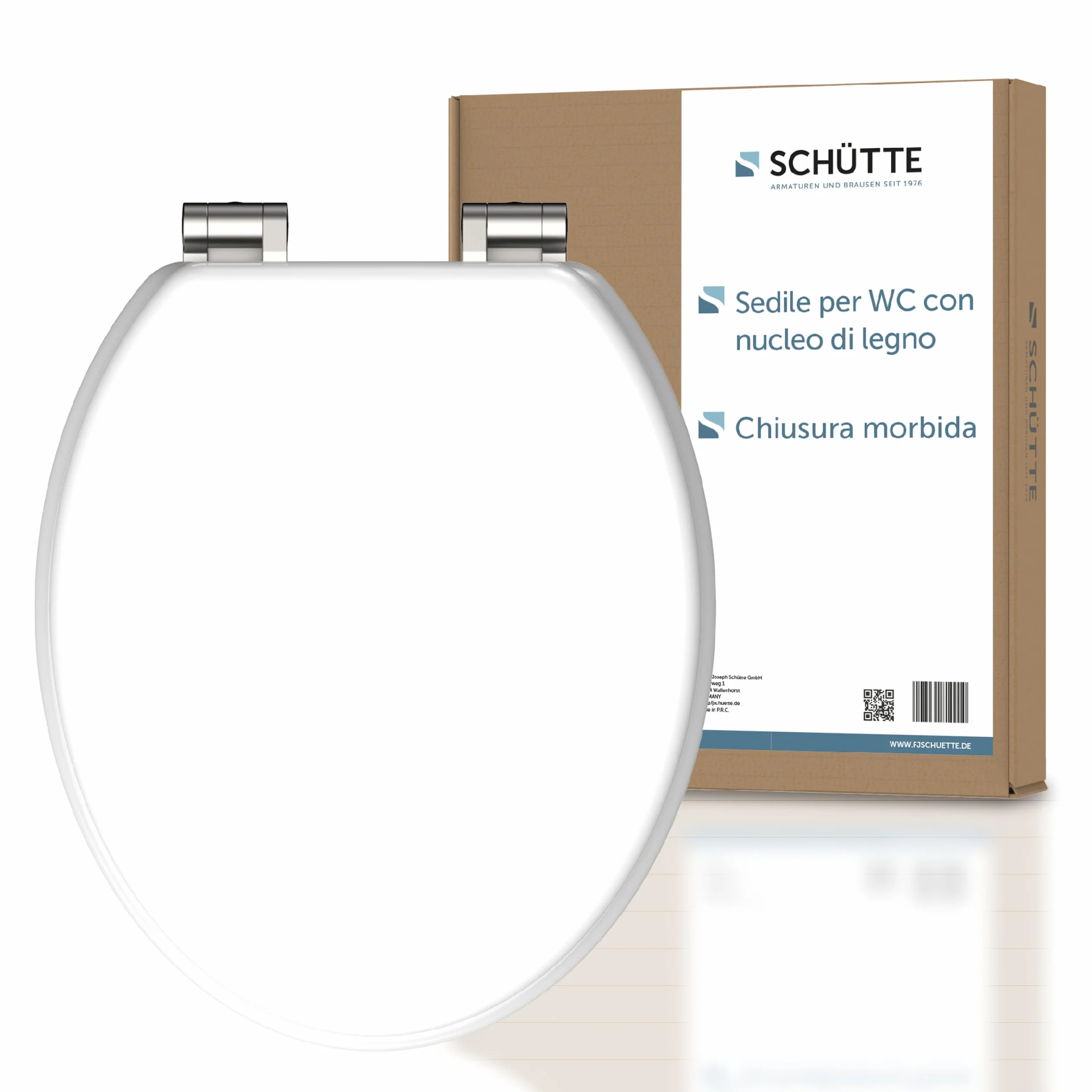 Schütte 84100-A - Coperchio con anima in legno (carico massimo del sedile del water 150 kg), con meccanismo di abbassamento, colore: bianco