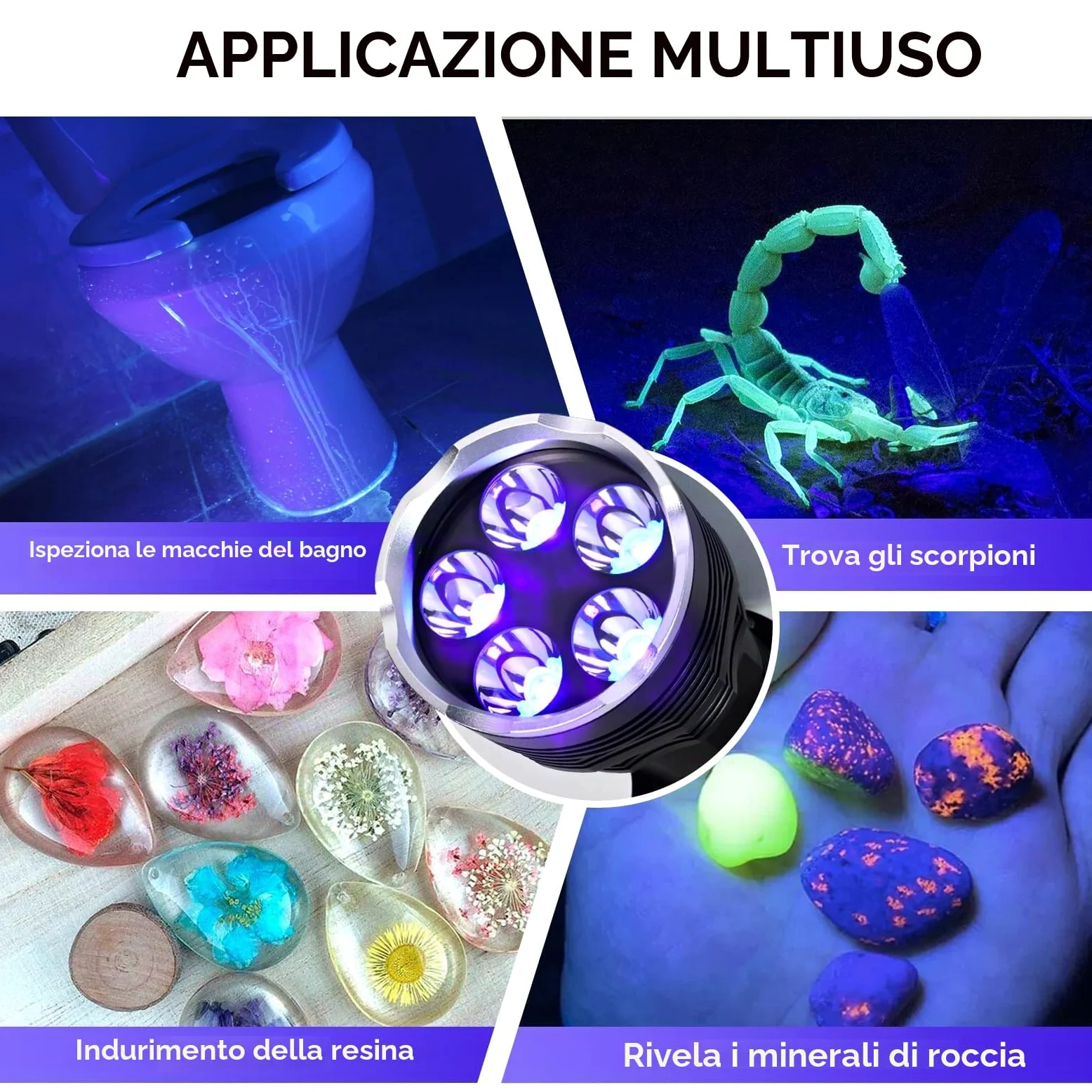 UltraFire Torcia UV 395nm, Luce Ultravioletta ad Alta Potenza da 50W, Lampada UV Portatile a Lungo Raggio per Ricerca di Ambra, Rocce, Caccia agli Scorpioni, Indurimento Resina, Rilevamento Perdite