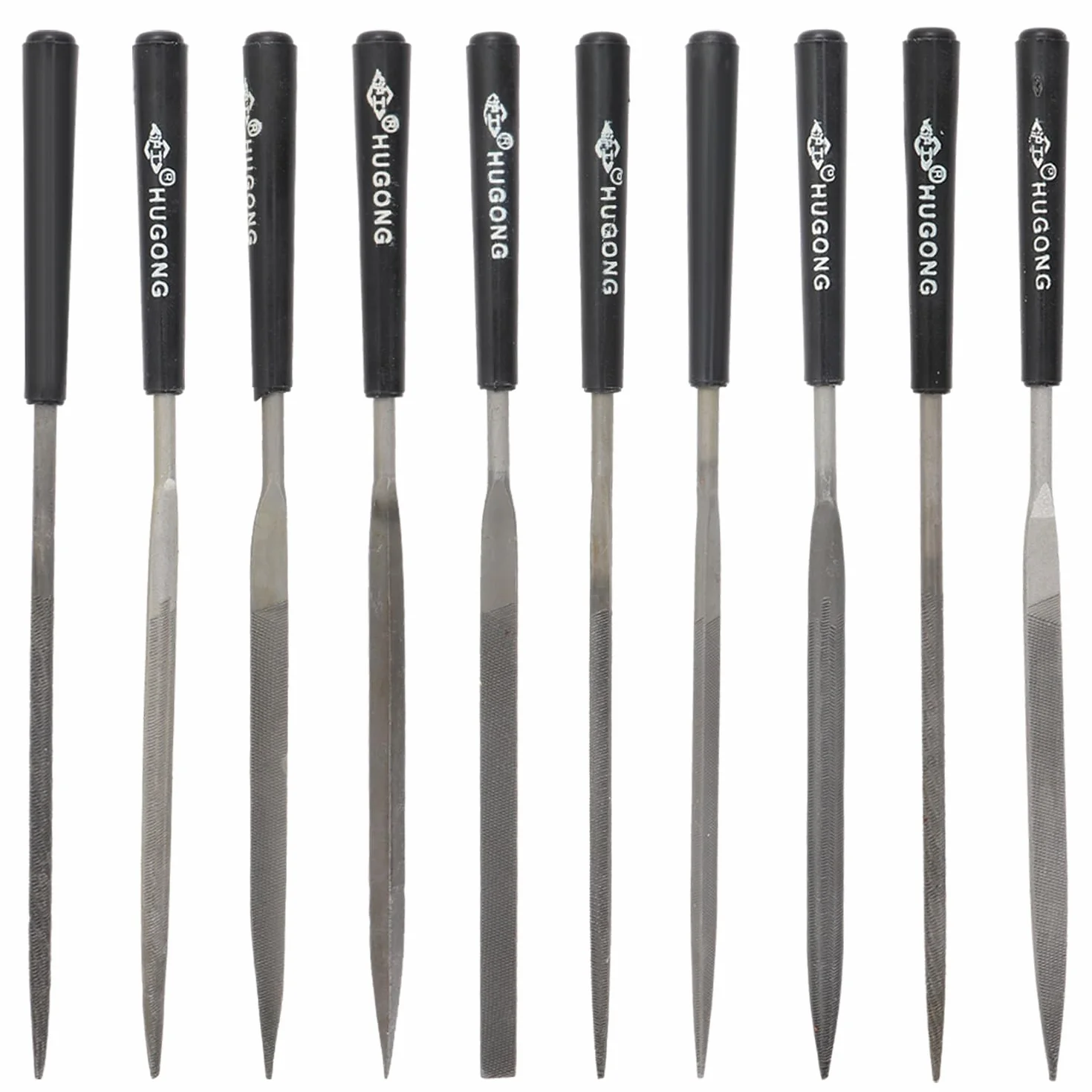 Set di 10 lime ad ago, set di lime diamantate, lime per riparazione, lime per modellazione, mini lime in metallo, utensili per la lavorazione del legno e della metallo (nero)