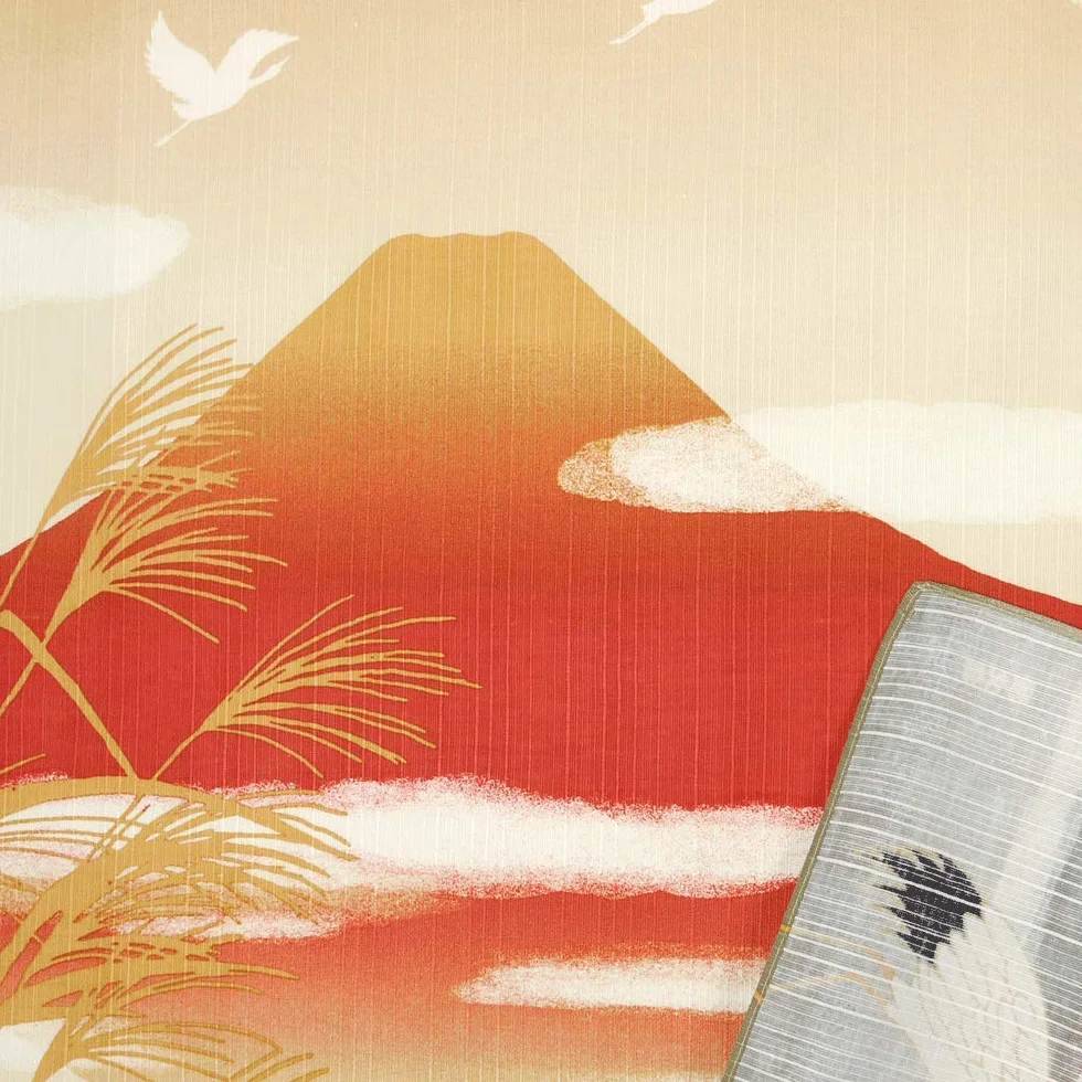 Hamamonyo Furoshiki 1248 - Panno per gru e Akafuji 50 x 50 cm