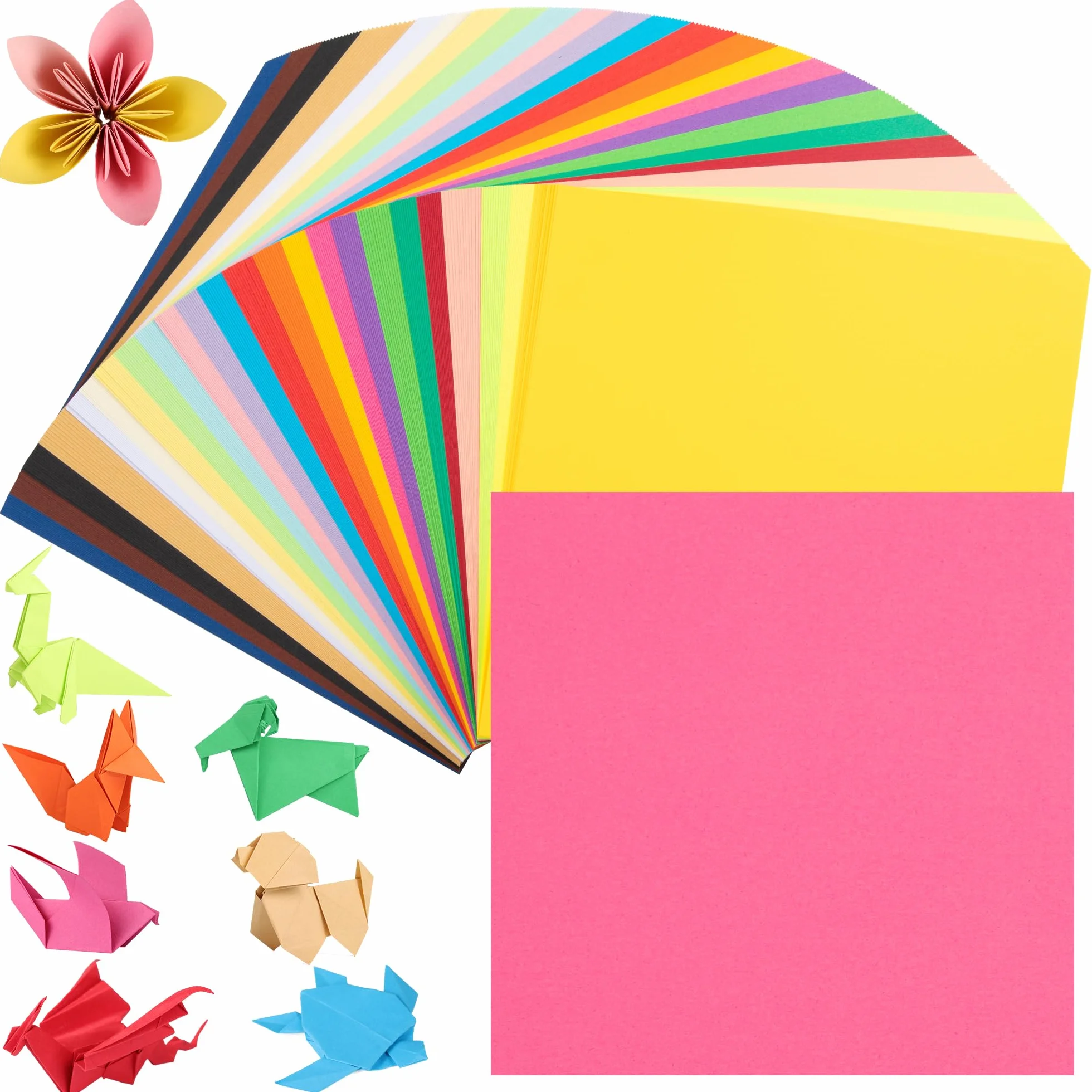 Carta per Origami Colorata 300 Foglie, 15×15cm 70gsm 25 Colori Vividi – Foglio Quadrato a Due Faccie 6 Pollici per Artigianato DIY, Decorazione – Bambini & Adulti UAP200C