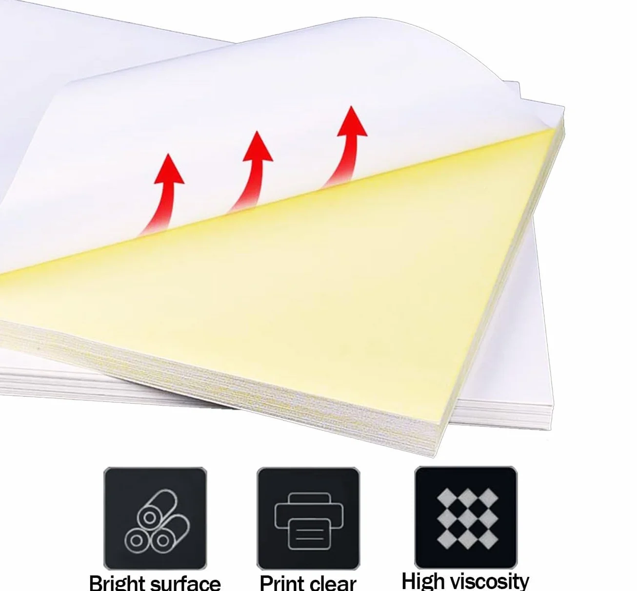 65 fogli Glossy Sticker Paper, A4 autoadesivo adesivo di carta per stampanti laser e ad iniezione (65 fogli)