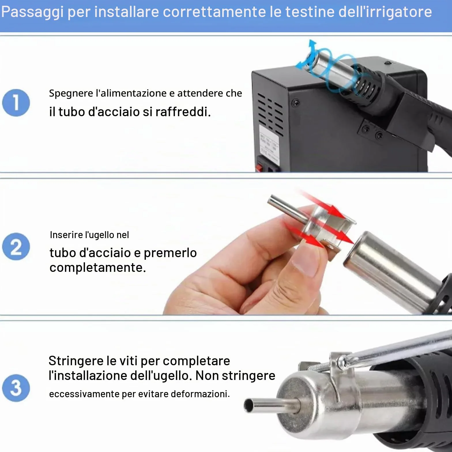 Stazione di saldatura ad aria calda, 700 W, 8586, set di saldatori Rework Station con 3 ugelli dell'aria – 5 mm, 8 mm, 10 mm, indicatore digitale della temperatura regolabile 100 ~ 500 °C