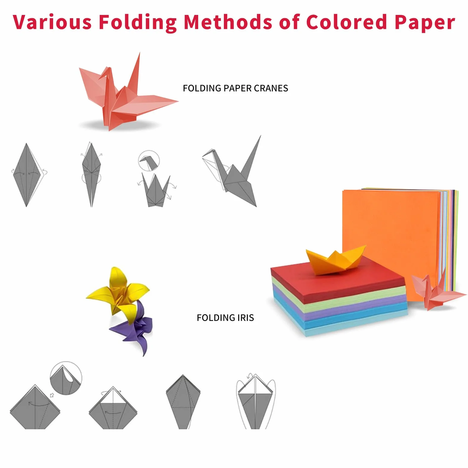 Carta Origami 200 Fogli 20 Colori 15x15 cm doppia faccia per creazioni artistiche