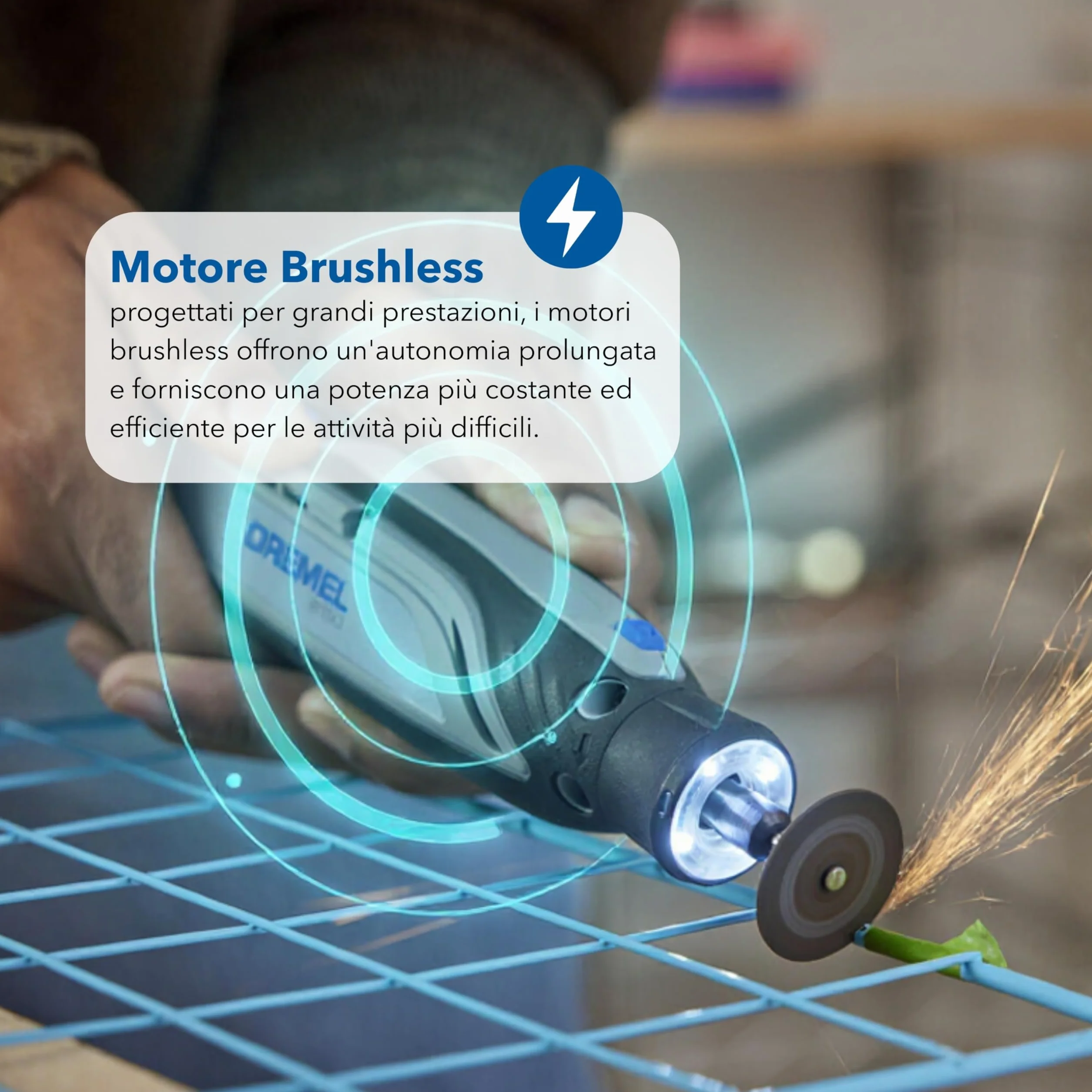 Dremel 8150 Kit utensile rotativo brushless a batteria 7,2 V 2Ah USB-C, 20 accessori, velocità variabile 5.000-30.000 giri/min