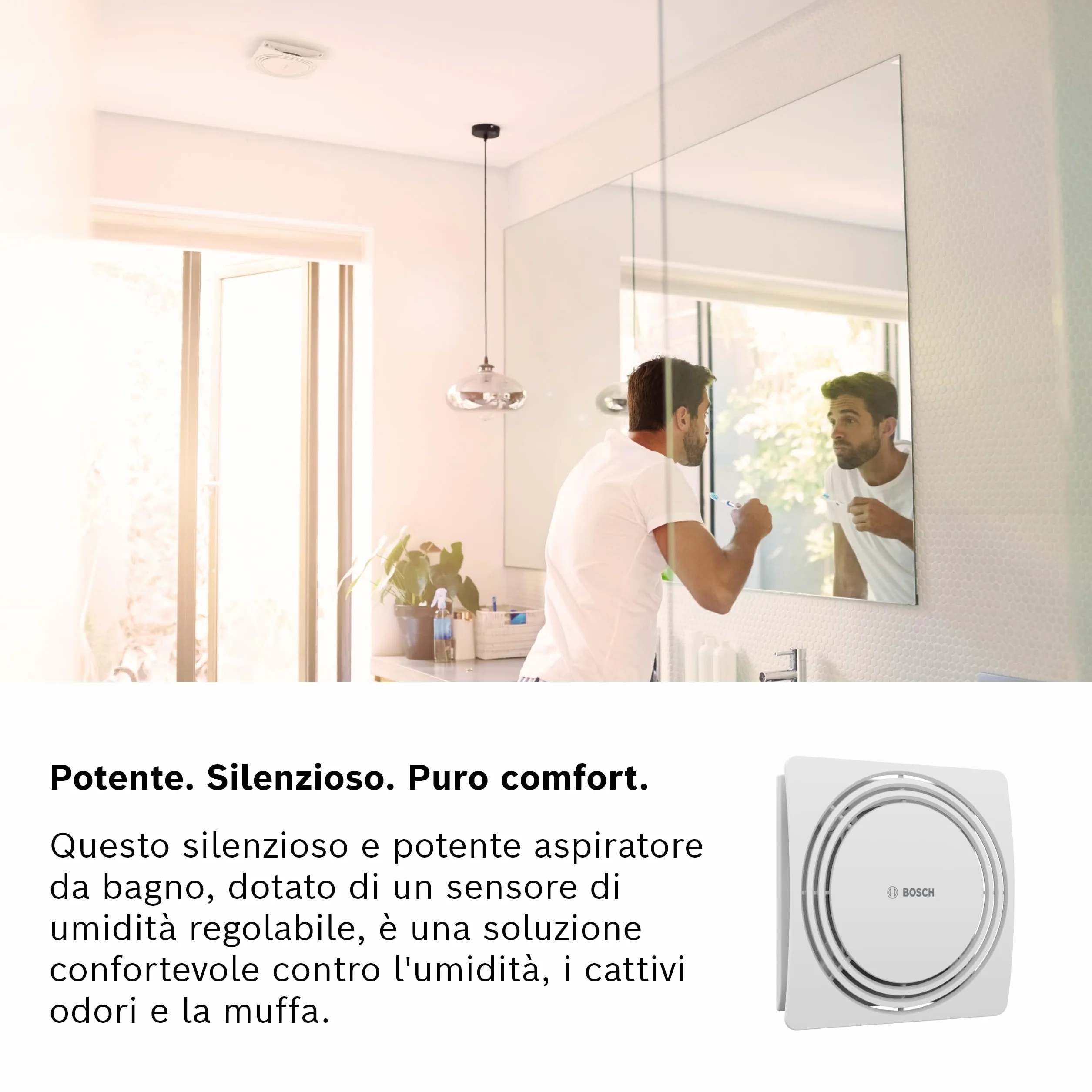 Bosch Aspiratore Silenzioso da Bagno 1900 DH 100mm con Sensore di Umidità e Timer