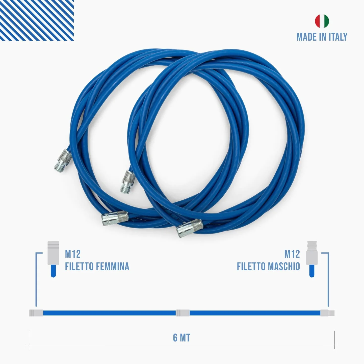 BARETTO FLEX | Kit Pulizia Stufa a Pellet | Canna Fumaria Ø 80 + 100 + 120 mm | Lunghezza 6 m | 2 Spazzole Snodate + 1 Standard | Attacco M12