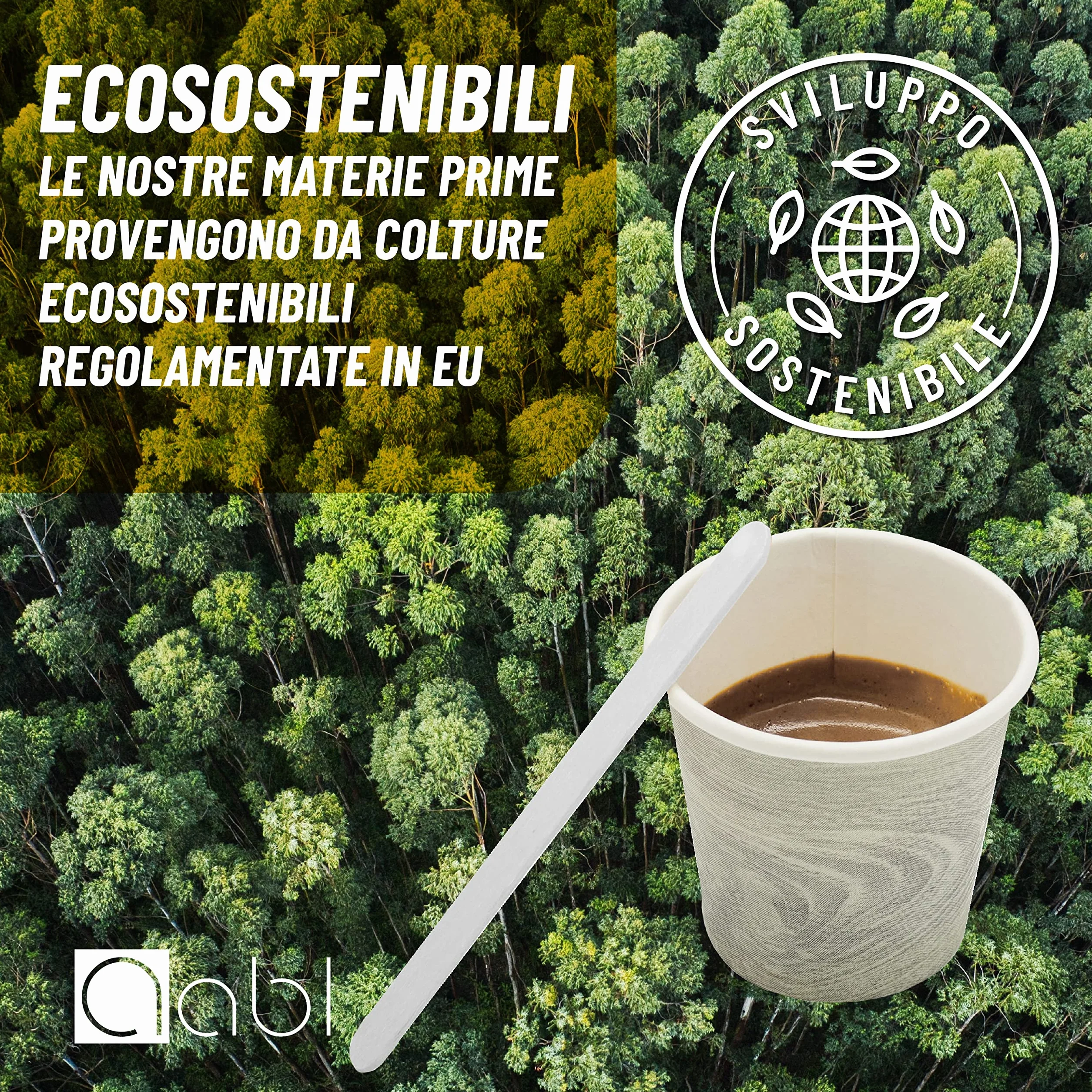 Palette Caffe Monouso in Carta Made in Italy Biodegradabili per Bevande Caffè Kit 100% Carta 300 sztuk