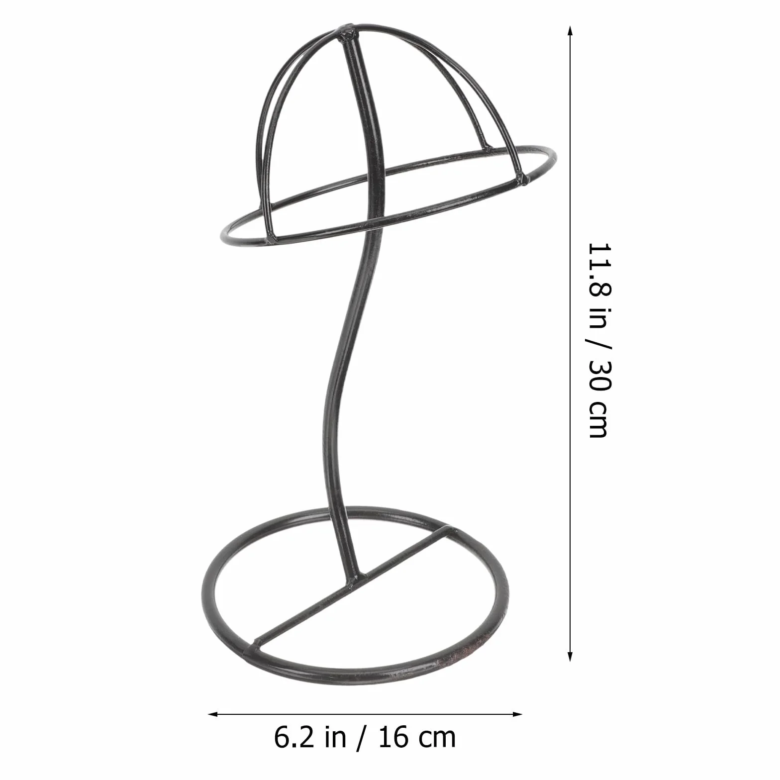 Supporto per Cappelli e Parrucche in Metallo Nero Base Stabile, Espositore da Tavolo per Cappellini Sportivi e Parrucche, per Negozi e Uso Domestico