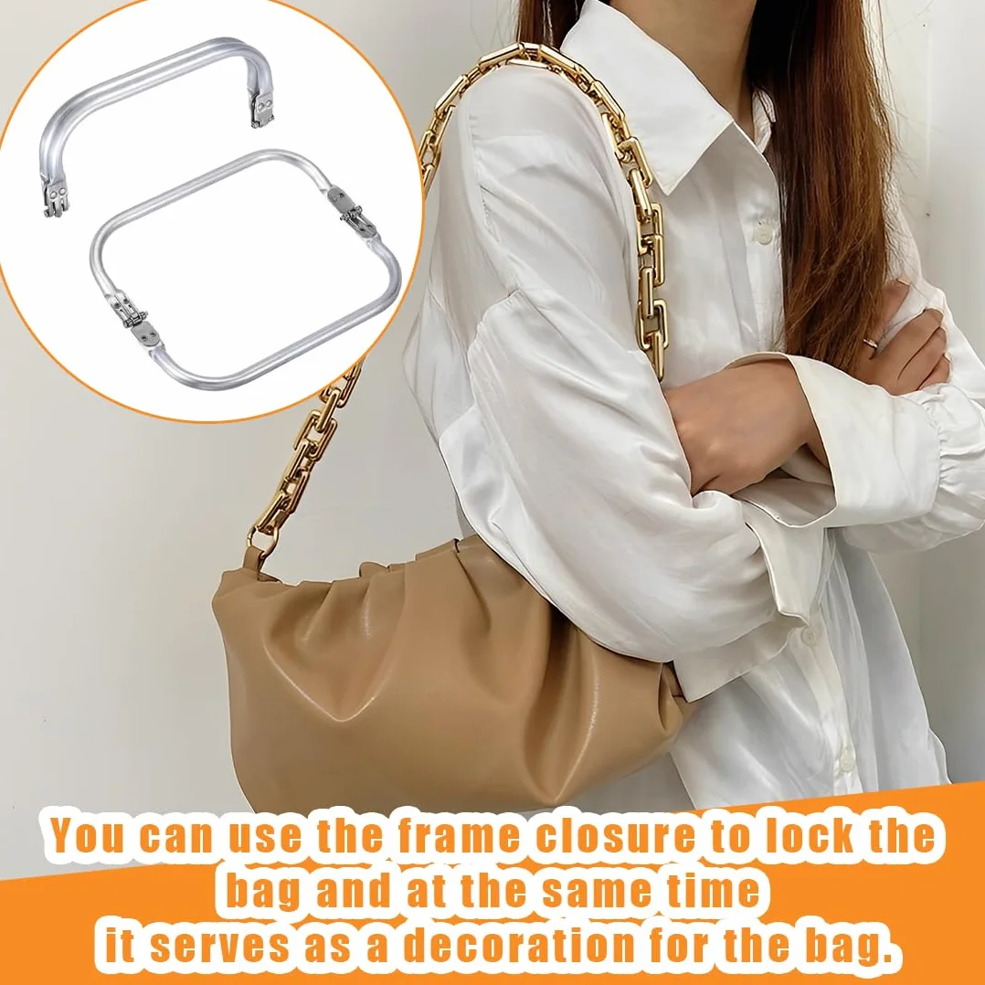 XPEX 2 Pezzi Chiusura Borsa Uncinetto 19 Cm, Chiusura Per Borsa Clic Clac, Borsa A Forma Di U Manico Interno Bacio, Chiusura A Chiusura Telaio Borsa In Alluminio, Per Progetti DIY(200 * 90 * 20Mm)