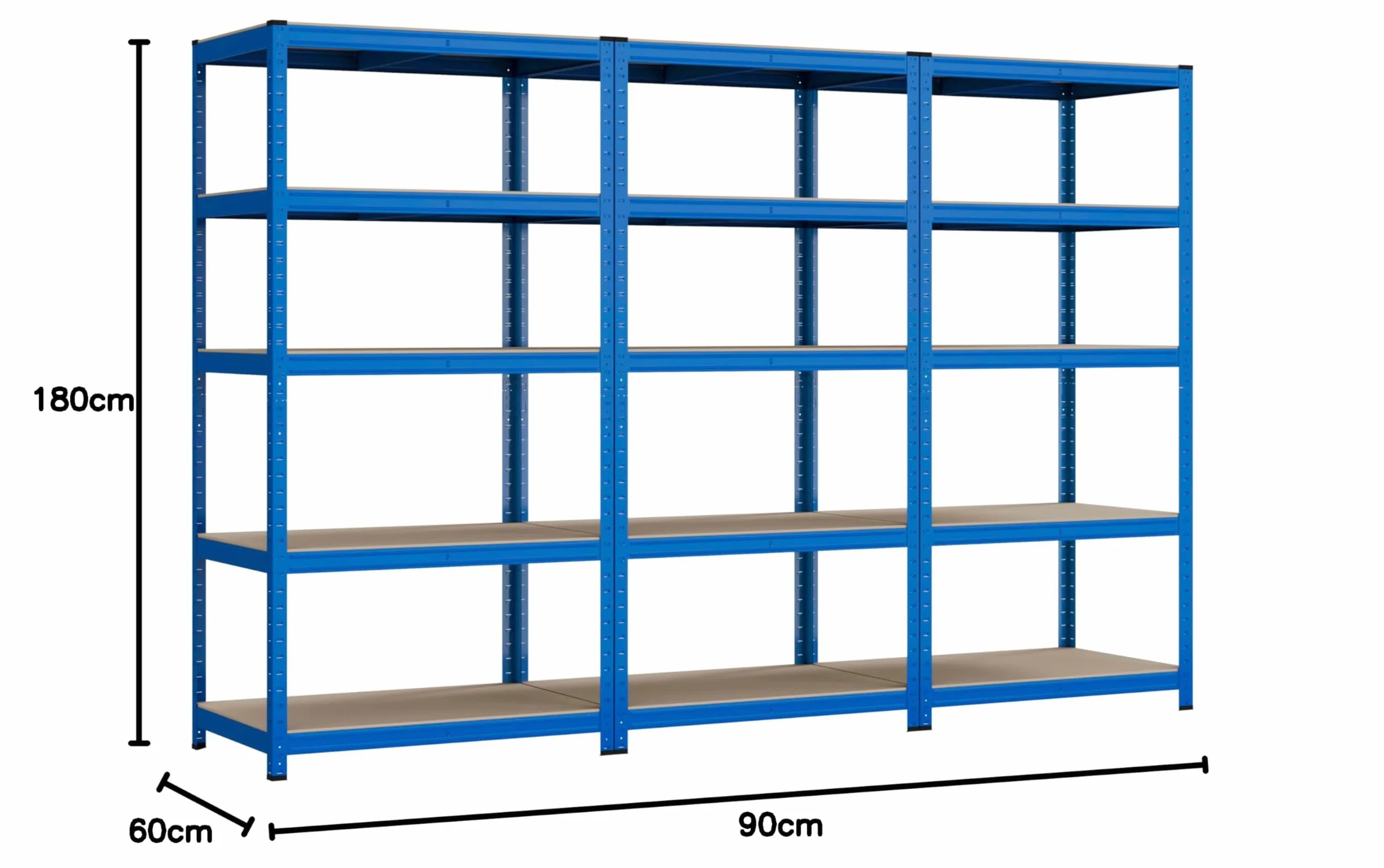 Racking Solutions - 3 unità di Scaffalatura / Scaffale per garage / Sistema di stoccaggio in acciaio, carichi pesanti, Capacità di carico totale 4125kg, 5 ripiani