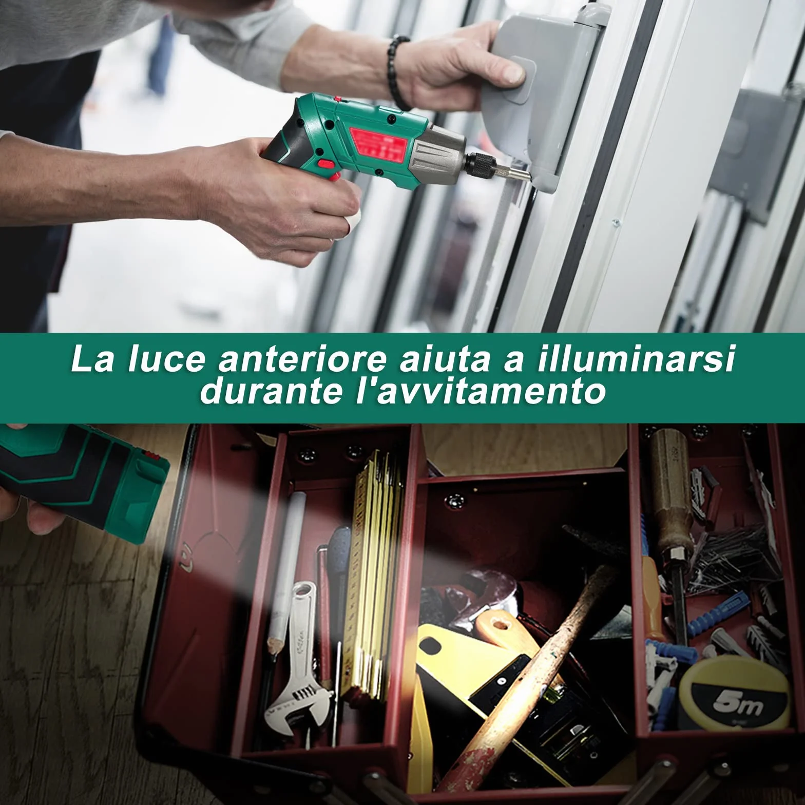 HYCHIKA Avvitatore a Batteria 6Nm, Cacciavite Elettrico 3.6 V 2.0 Ah, Avvitatore Elettrico, Luce a LE, Cavo di Ricarica USB, 35 Accessori, Custodia