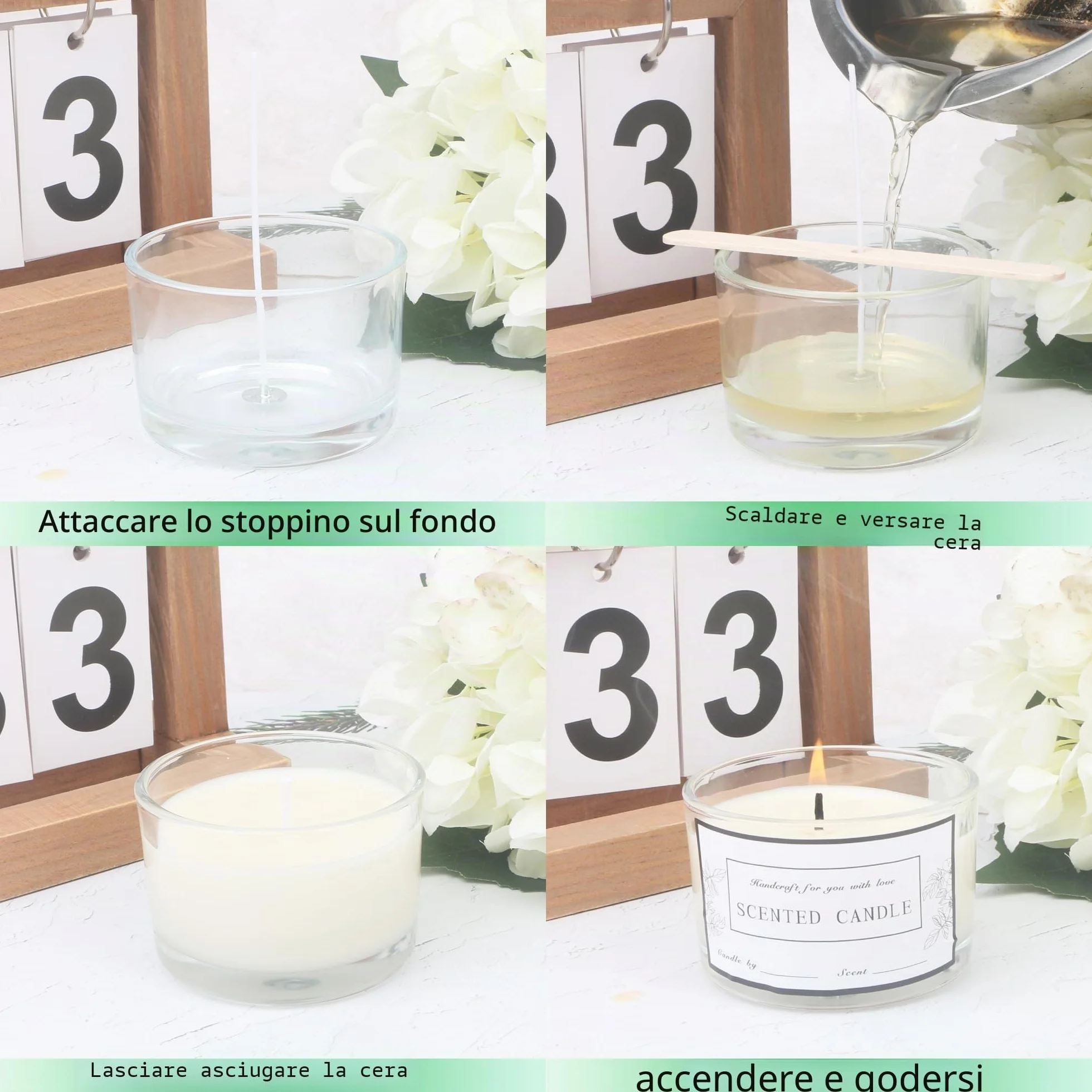MILIVIXAY - 20 Confezioni di Barattoli di Candela in Vetro Trasparente da 4 OZ con Coperchi e Kit per la Fabbricazione di Candele - Barattoli di Candela Grandi a Bocca Larga per la Fabbricazione di