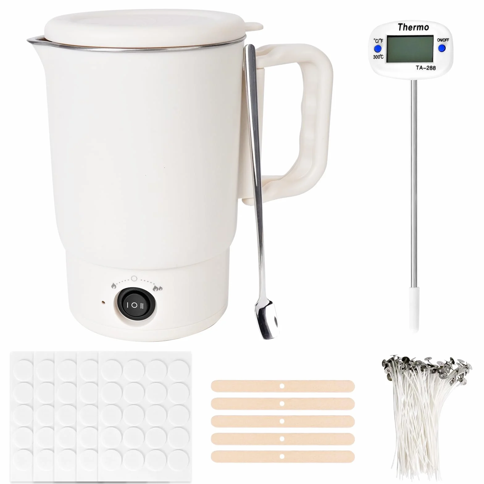 Corpower Fusciera Elettrica per la Produzione di Candele, Fusore di Cera per Realizzare Candele, 800ml con Beccuccio per Versare, Pentola Elettrica per Fondere Cera con Stoppini, per Candele Fai d