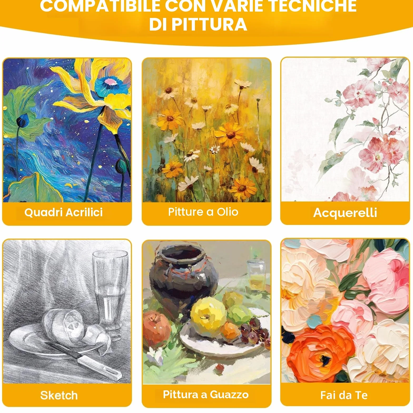Set da 6 tele per dipingere 30x20, 20x15, 15x10 cm – tela per dipingere professionale in tela bianca, perfetta per acrilico, olio e gouache – tele pittura ideali per artisti e hobbisti.