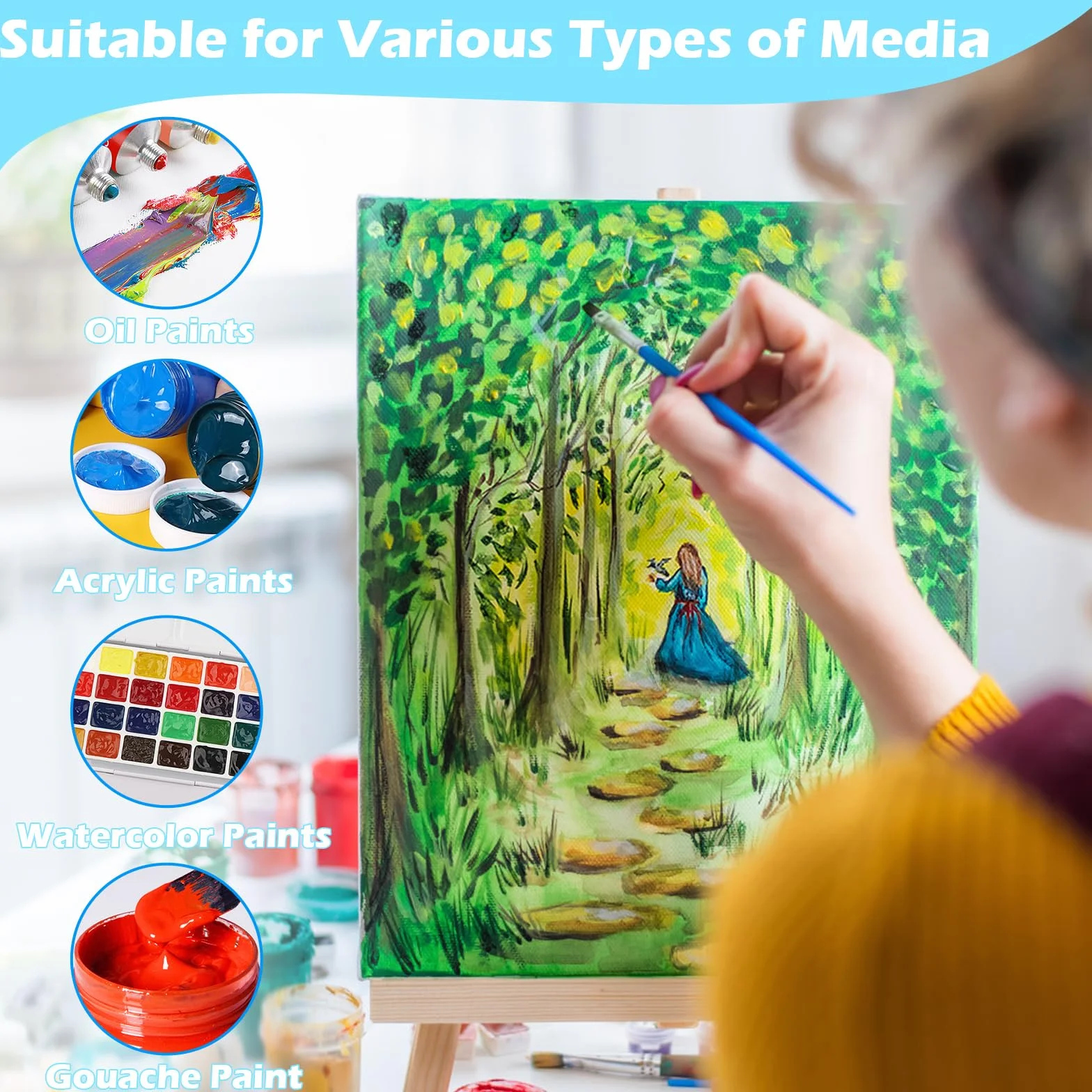 6 Pz Tela per Dipingere Tela Pittura con Telaio，Legno Tele Bianca per Pittura Tele Intelaiate，Tavola Bianca，per Pittura 100% Cotone Pannelli di Tela，Pittura Prestirate Telati d'Artista