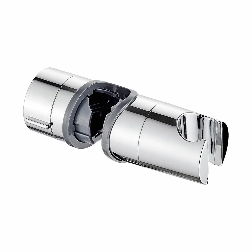 Ibergrif M20404 Supporto Soffione Doccia per Barra per Saliscendi, Regolabile Ricambio Porta per Doccetta, 18-25 mm, ABS, Cromo, Argento