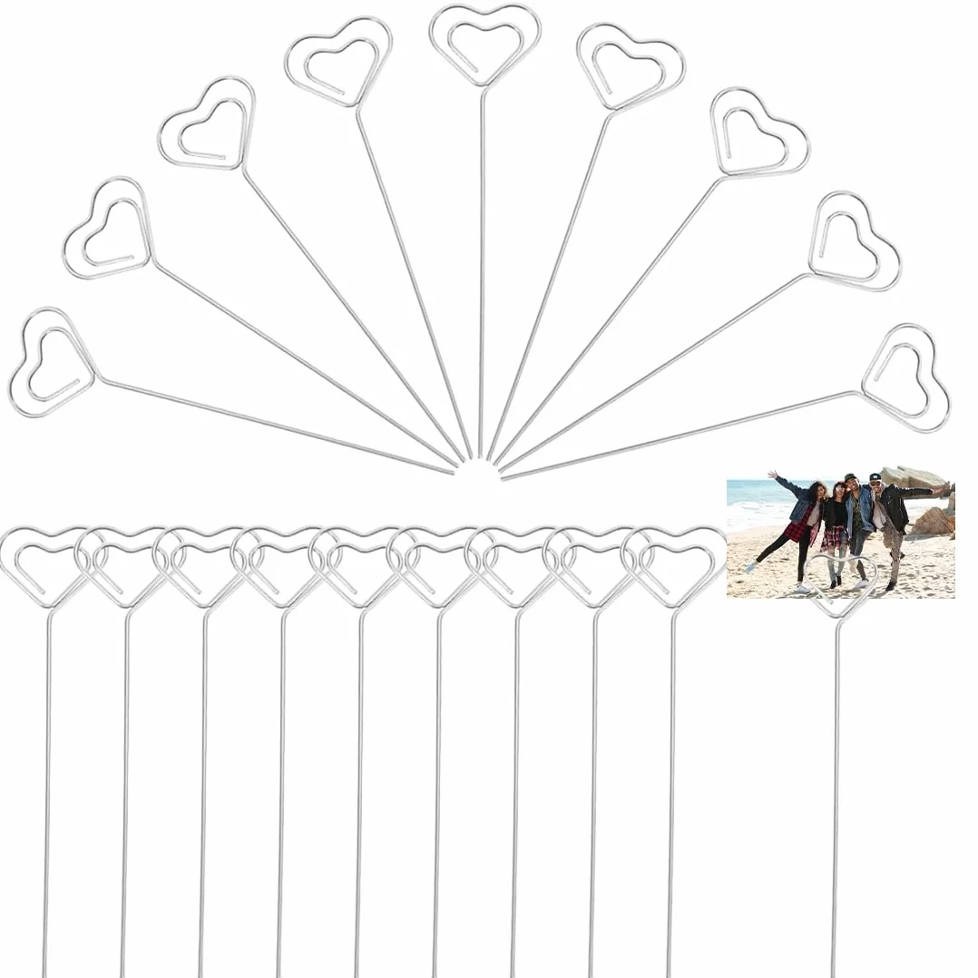 Memo Clip, 20 Pcs Metallo Portafoto Supporto, Portacarte a Forma di Cuore, Clip in Metallo Artigianale Fai-da-te, per Matrimonio, Compleanno, Decorazione Torta, Bouquet di Fiori