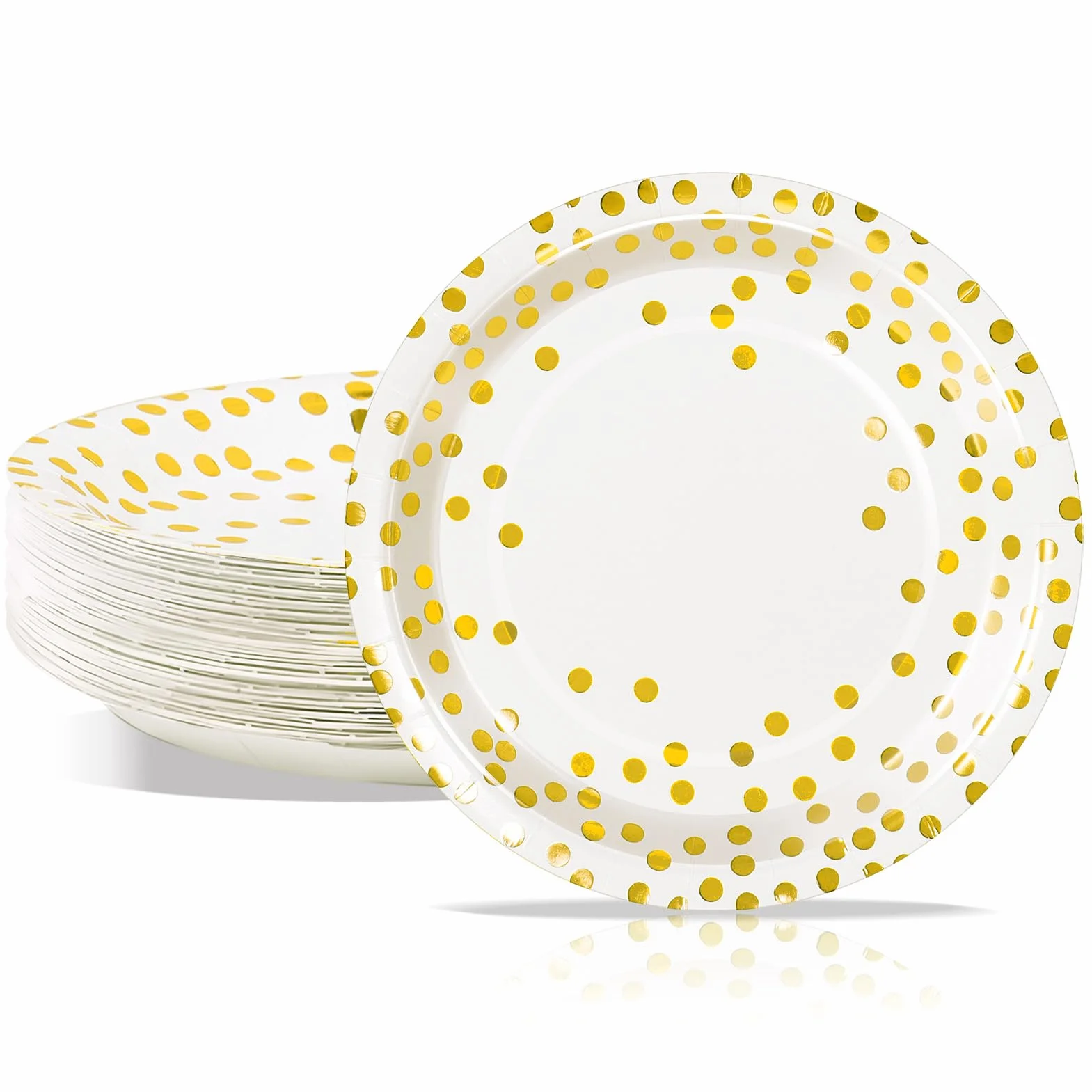 Stoviglie per Feste Bianco e Oro 50 pezzi Piatti di Carta 23 cm