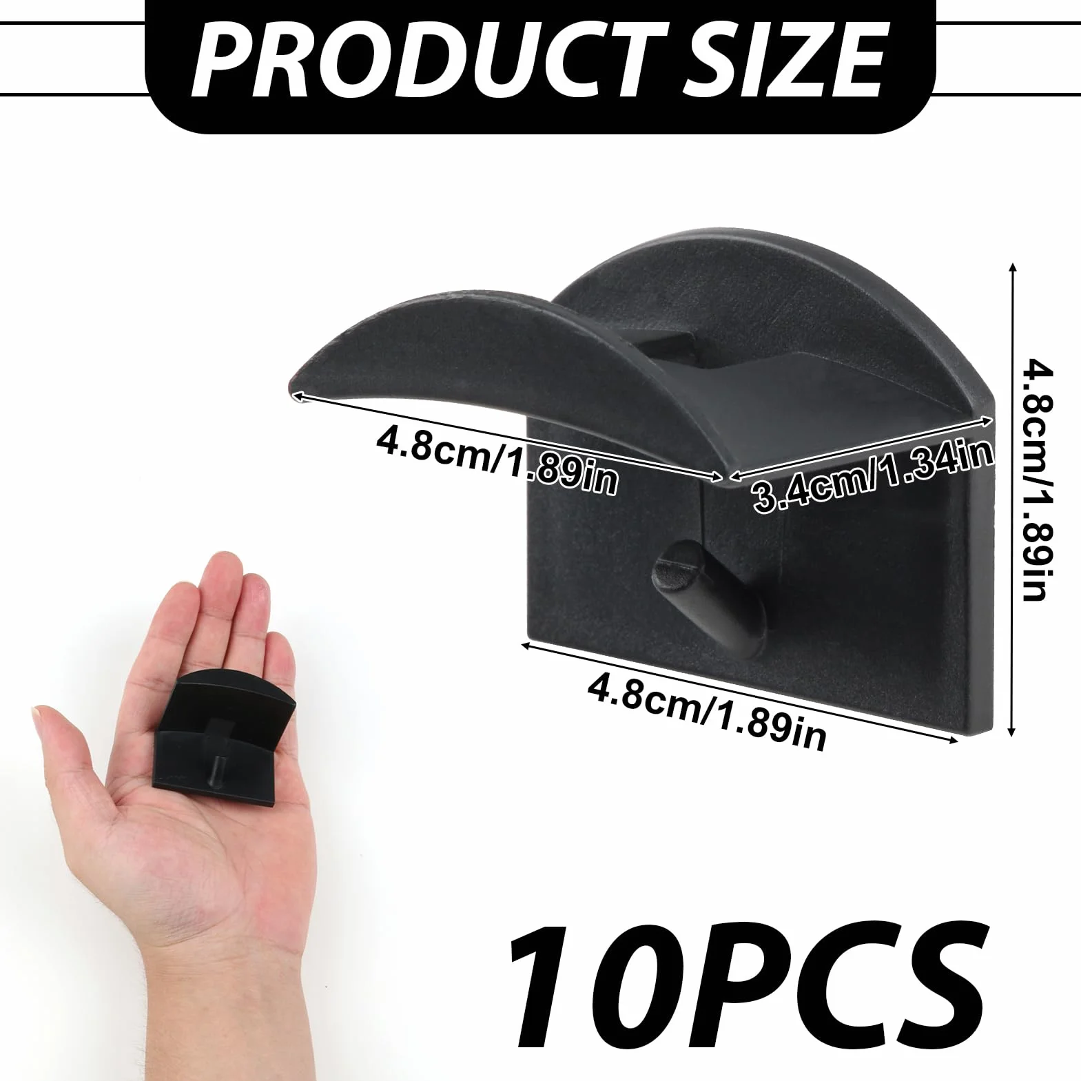 Set di 10 Ganci Autoadesivi per Cappelli da Parete - Organizzatore di Cappelli Multifunzionale, Design Curvo, Resistente, Facile da Installare (Nero)