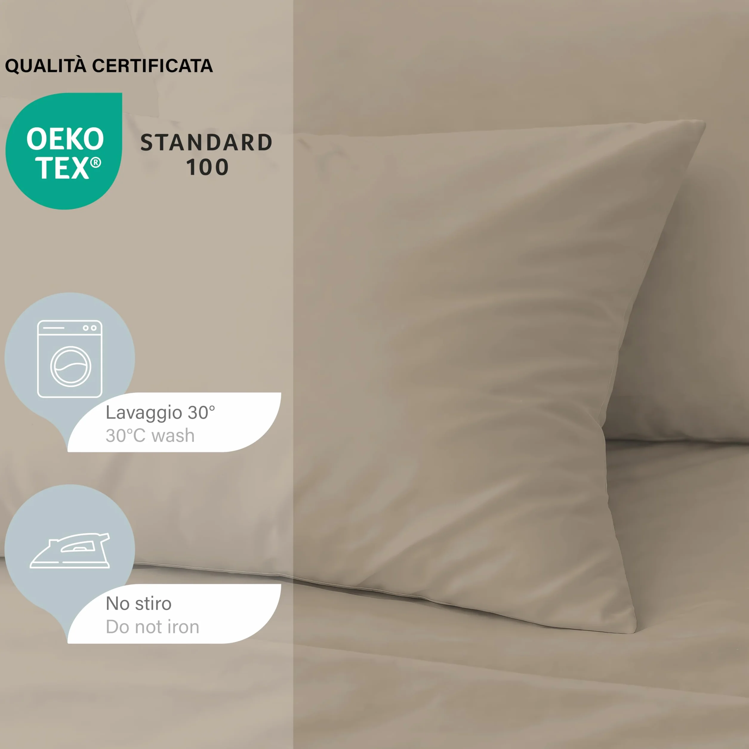 Set Lenzuola Matrimoniali 4 Pezzi Morbida Microfibra, Lenzuolo con Angoli 30 cm, Lenzuolo Piano, 2 Federe 50x80, Certificato Oekotex