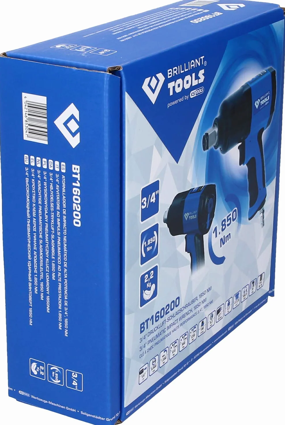 BRILLIANT TOOLS BT160200 3/4" Avvitatore ad impulsi ad aria compressa, 1.800 Nm