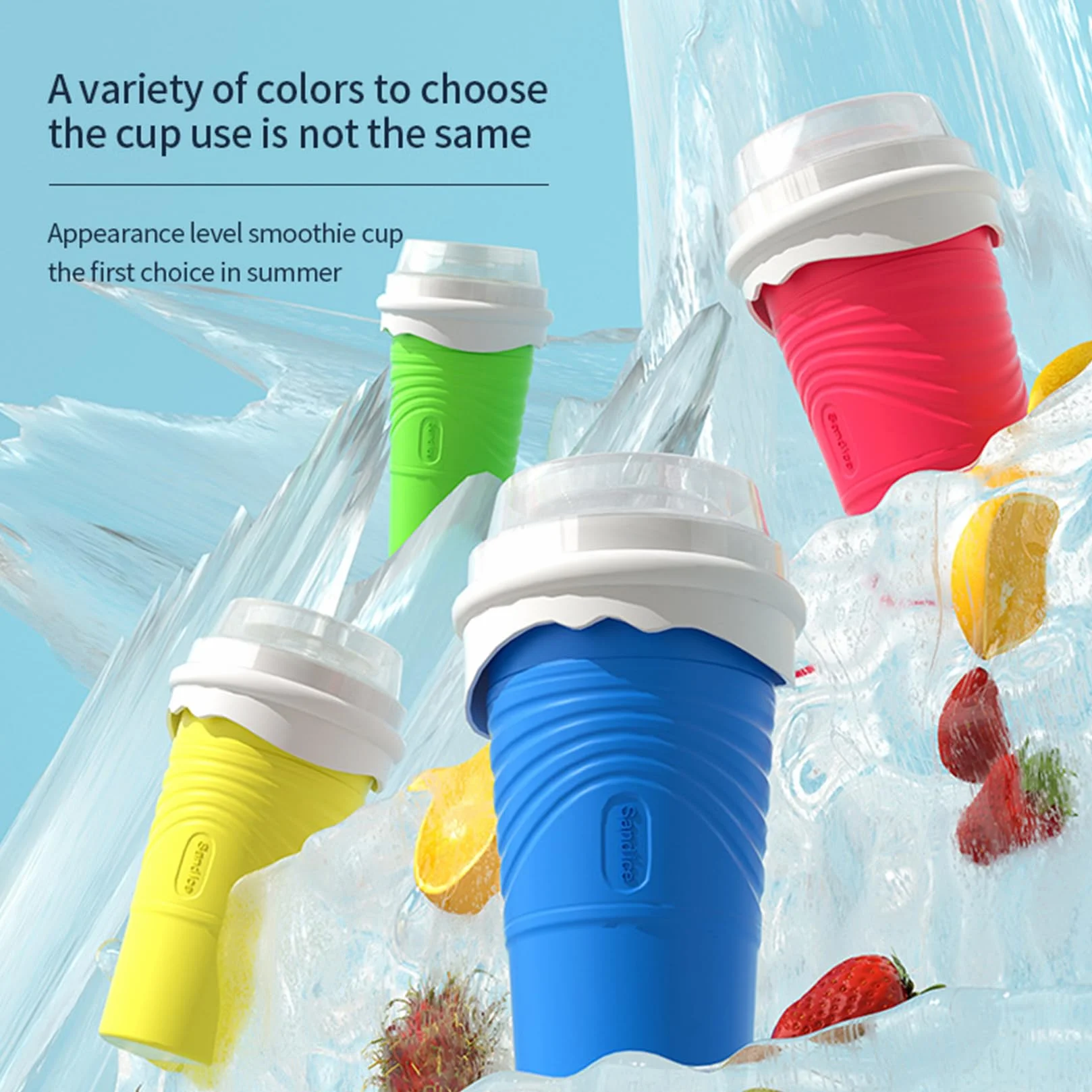 Slushy Maker Cup, Macchina per granita in silicone, Cucchiaio a cannuccia 2 in 1