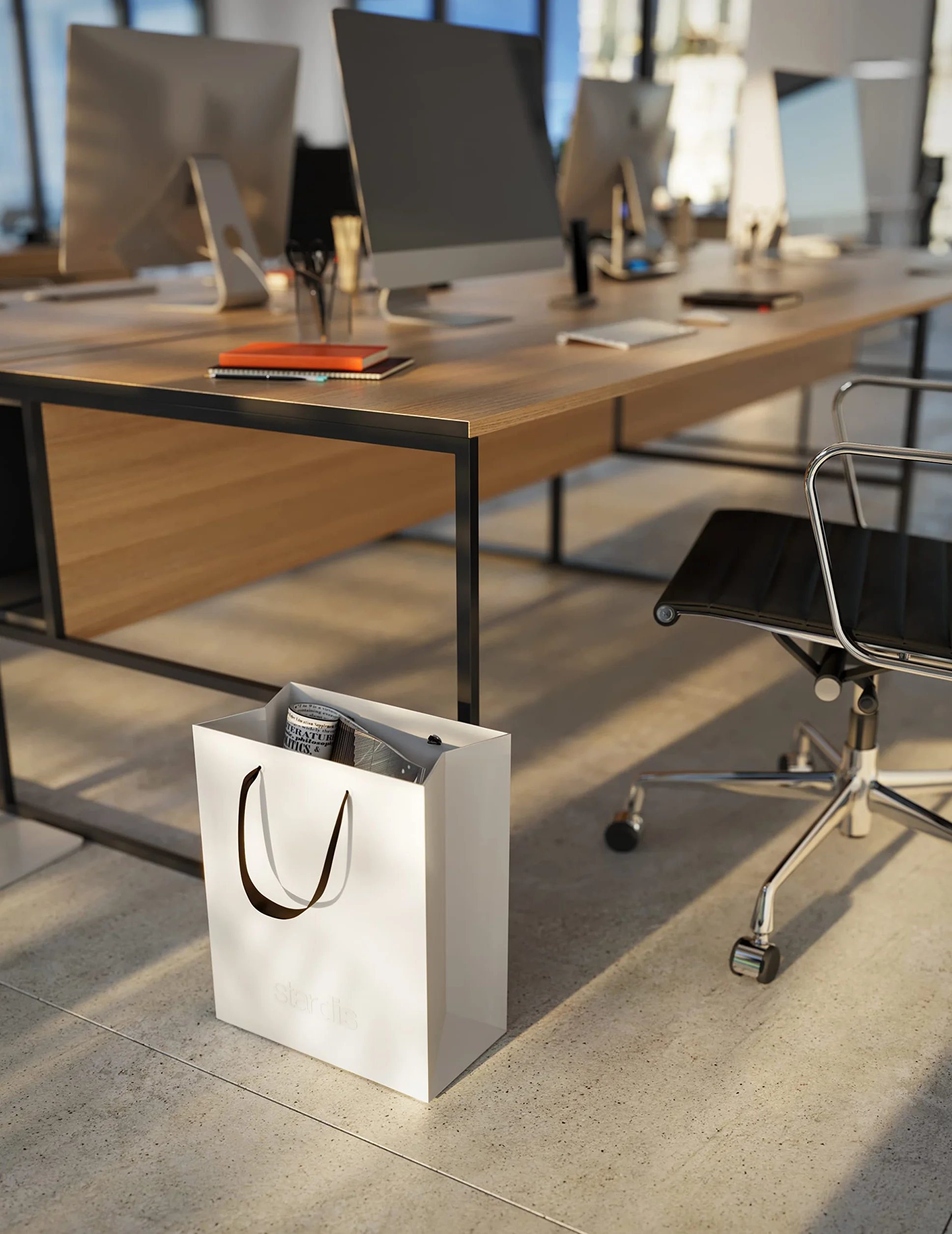 binbox Quadrato Cestino per Carta e Rifiuti di Design con Maniglie per il Trasporto per Ufficio, Elegante Cestino Portatile e Compatto in Plastica Bianco Alpino