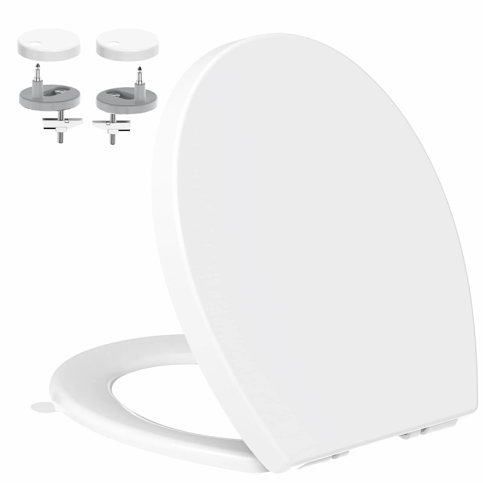 Tavoletta WC Universali O Forma, YEAUPE PRO Copriwater, Sedile WC Chiusura Ammortizzata con Sgancio Rapido a un Pulsante, Plastica Facile da Pulire, Bianco, 44,6 x 37,2 x 4,3 cm