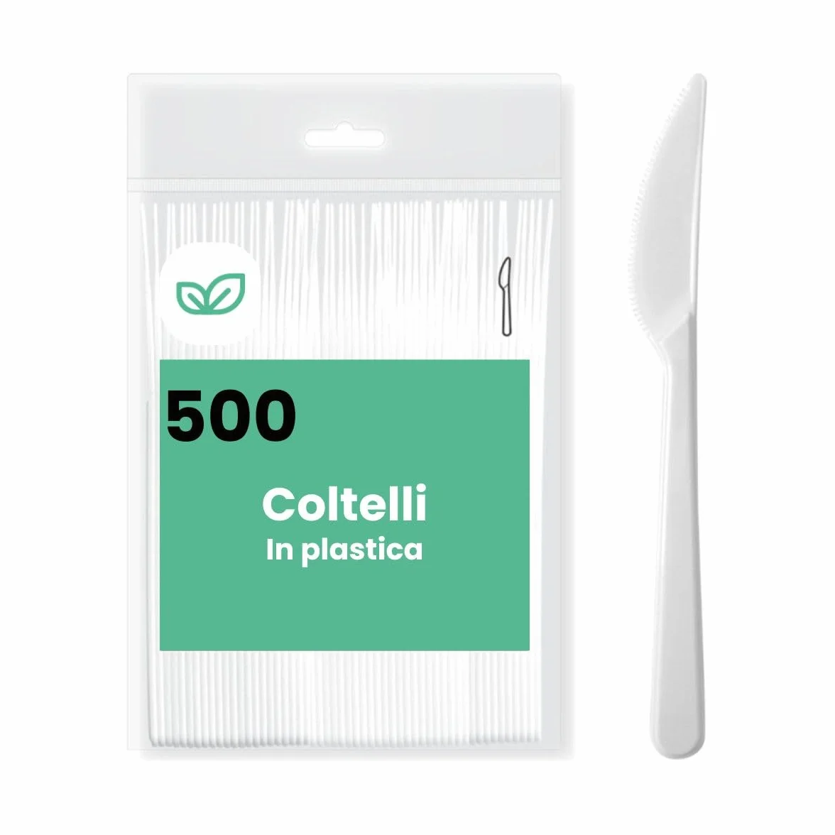 Marketcaffe 500 białych noży jednorazowych 16,5 cm, zmywalne w zmywarce