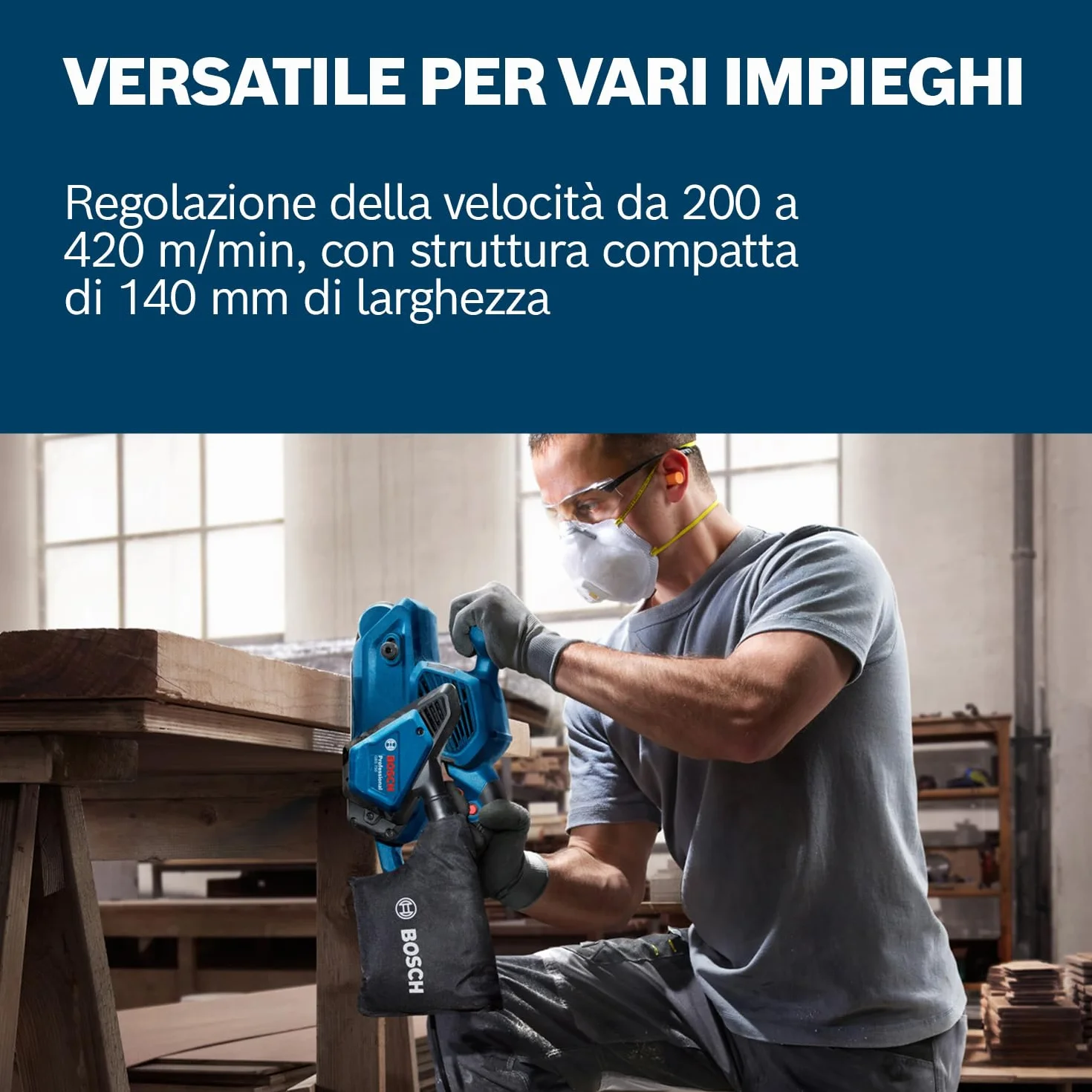 Bosch Professional Levigatrice a nastro GBS 750 (motore da 850 W, incl. nastro per levigatura in tessuto, sacchetto raccoglipolvere)