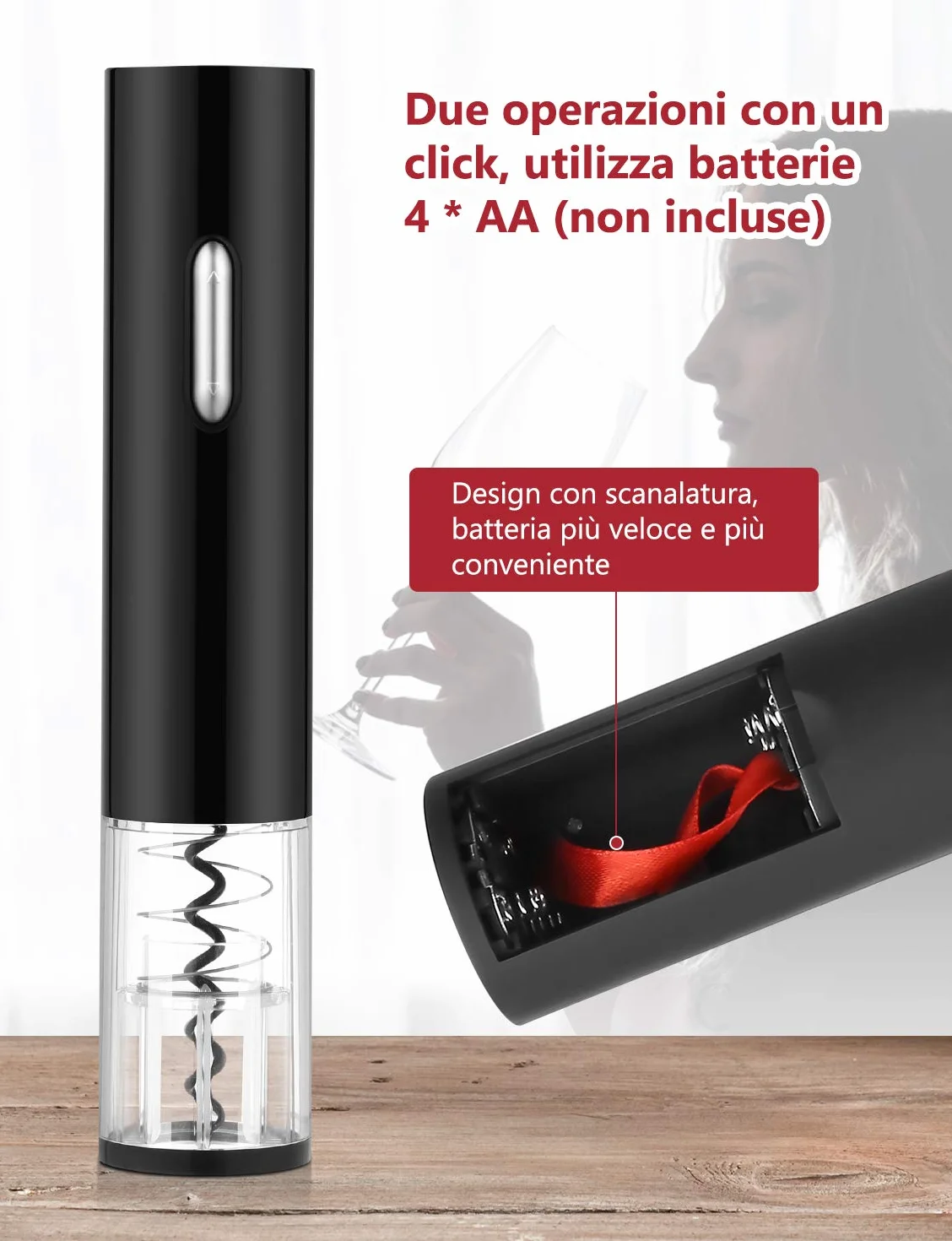 GHB Cavatappi Elettrico per Vino 8 in 1 Apribottiglie Elettrico con Base,Taglierina, Versatore,Tappo Regalo per Gli Amanti del Vino