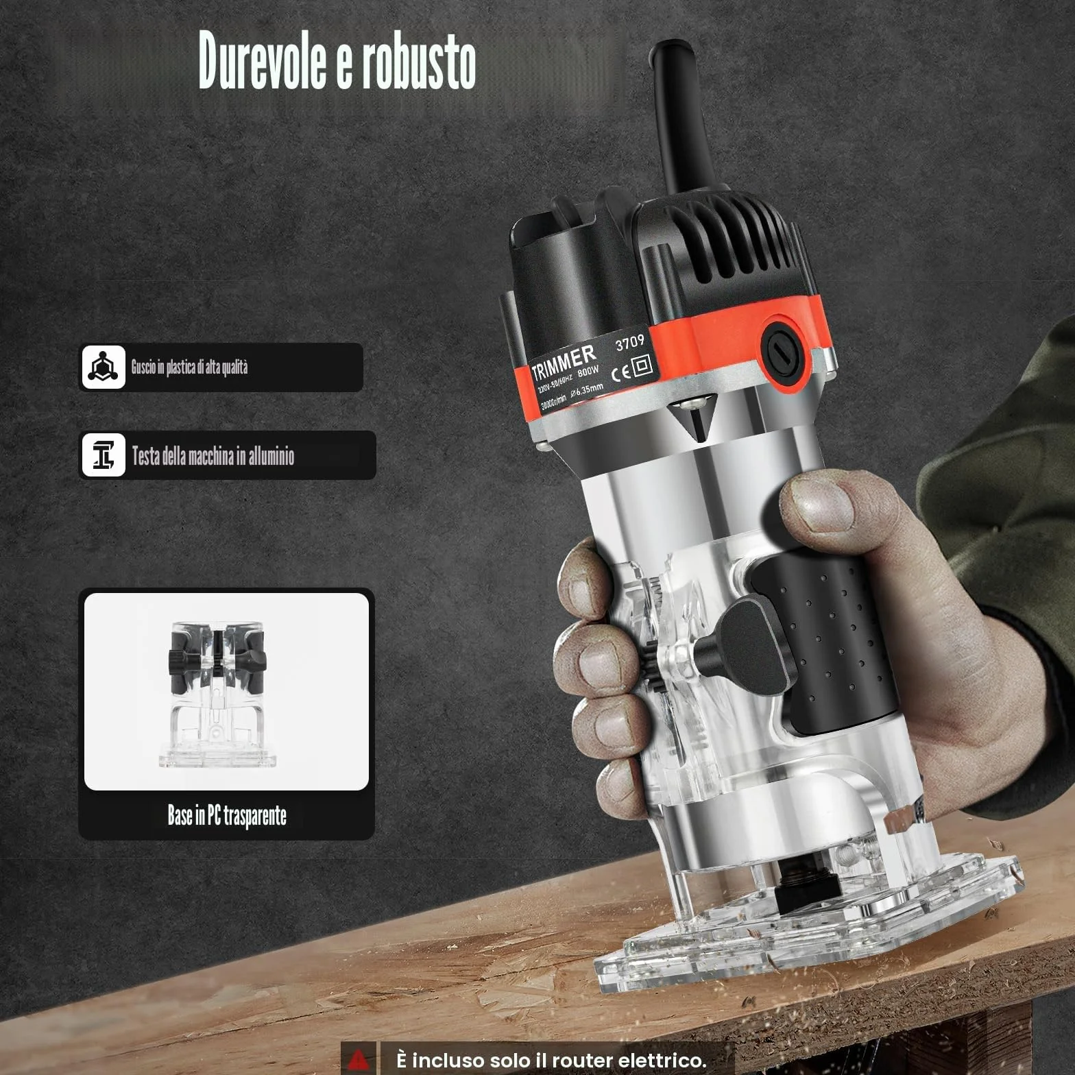 Kantenfräse Fresa per legno Router 220 V 800 W con valigetta e chiave