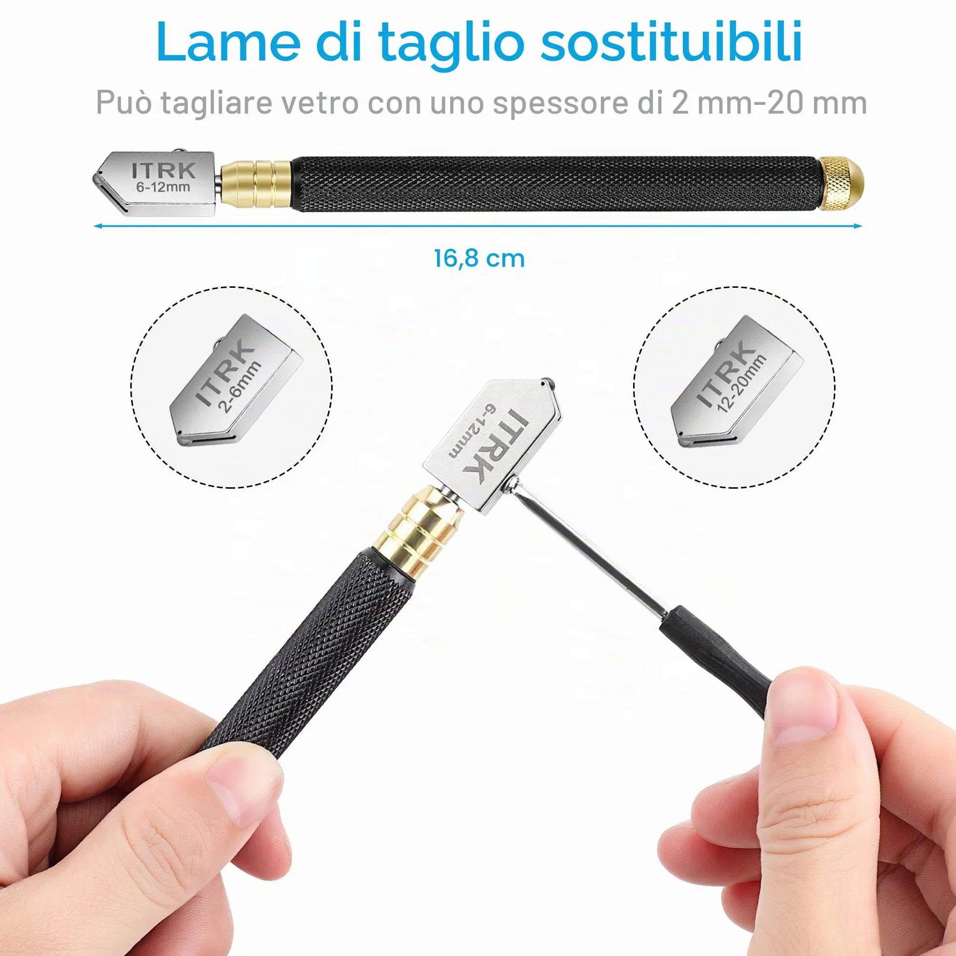 Taglierina per vetro da 2-20 mm, con olio per tagliare il vetro, con punta al carburo a matita oleata per il taglio di specchi, piastrelle e mosaici.