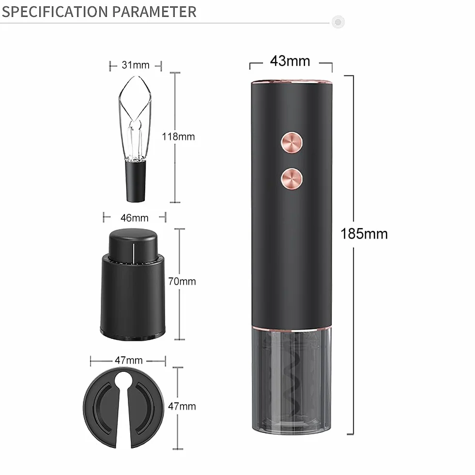 Cavatappi Elettrico per Vino Apribottiglie Elettrici Automatico Professionale per Gli Amanti del Vino Regalo di Lusso (Oro, Set, Scatola Regalo, Ricaricabile)