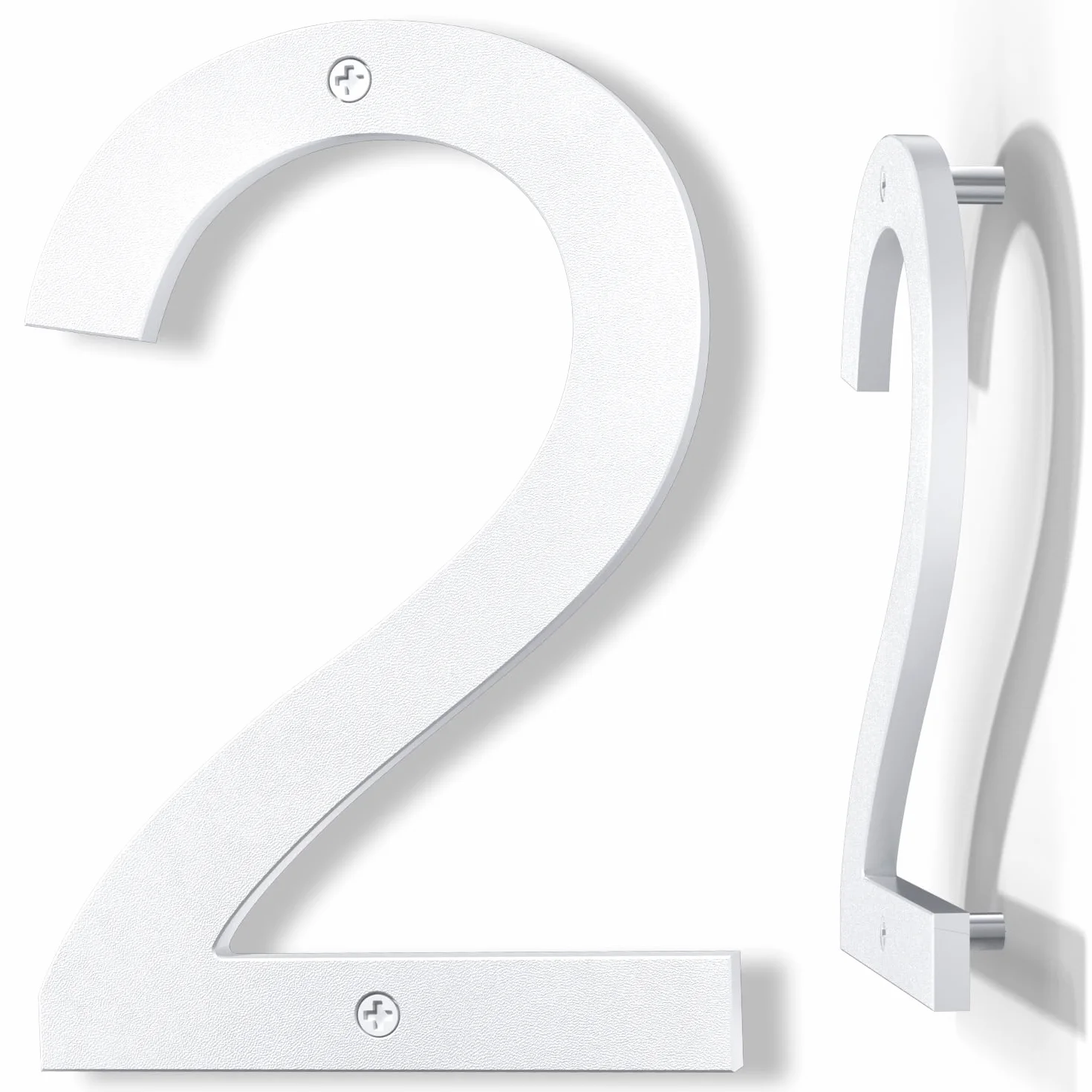 Numero civico esterno 20 cm bianco, Numero grande da parete con effetto galleggiante 3D, design moderno in plastica ABS resistente alle intemperie (2)