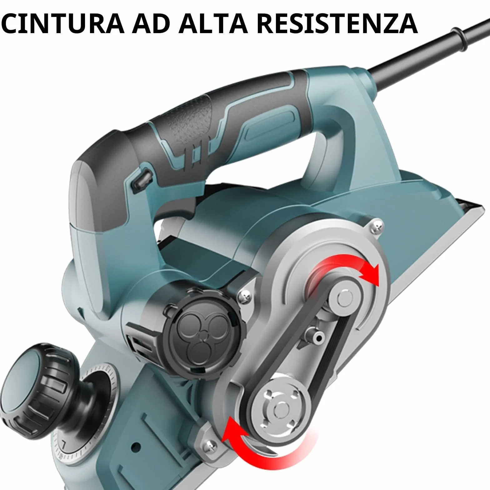 DNTI pialla per legno elettrica Pialletto Elettrico Tensione 220-240 V Potenza 1050 W Giri Min 15000 Largh Pialla 82 Mm, Profondità Asportazione 4 Mm per la Lavorazione del Legno, Rifilatura(58219)