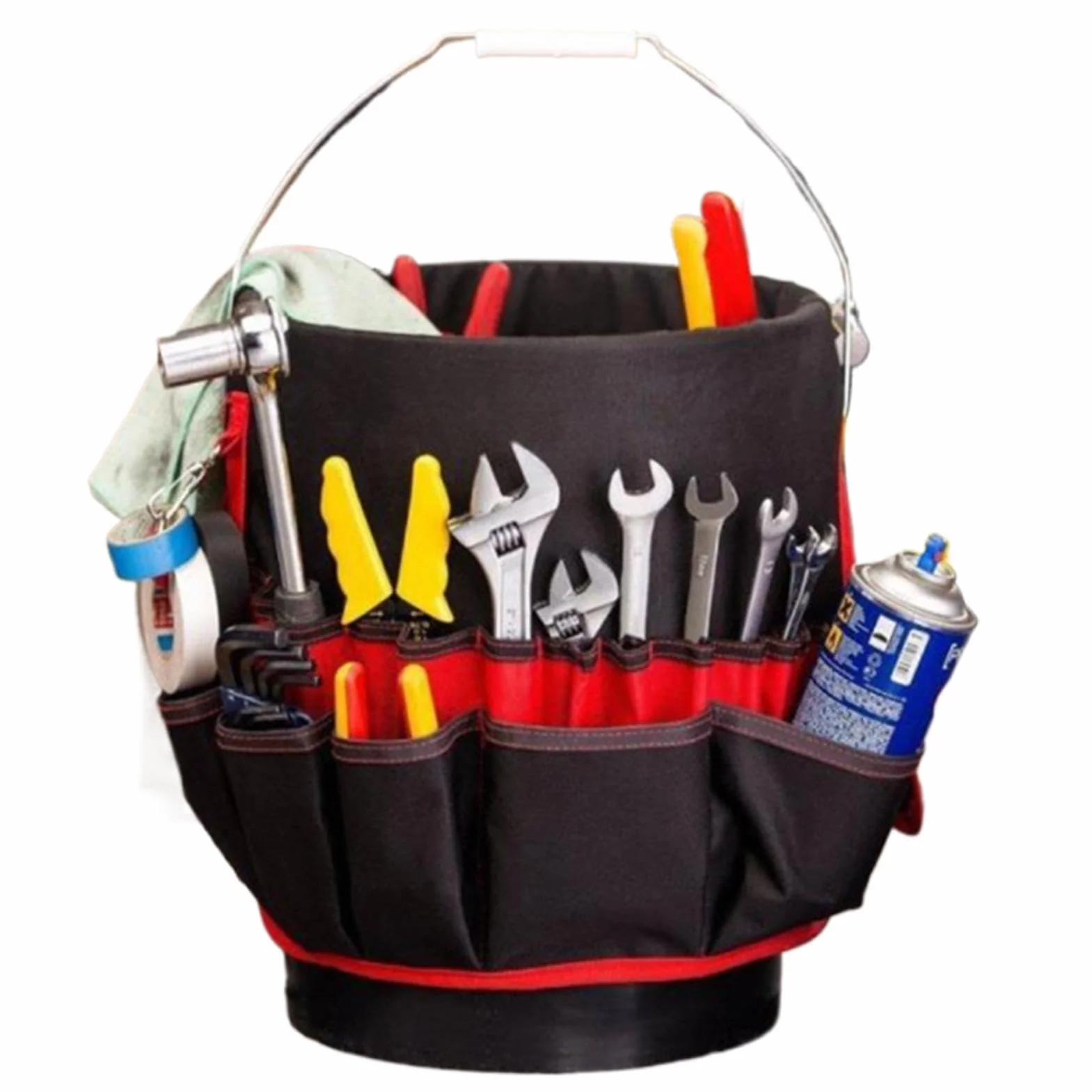 Organizer per secchiello attrezzi da giardino Borsa tasche multiple impermeabile Nero