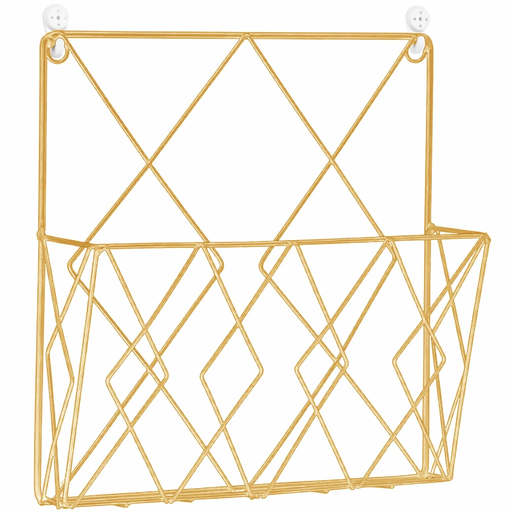 Porta riviste da parete in ferro dorato per bagno