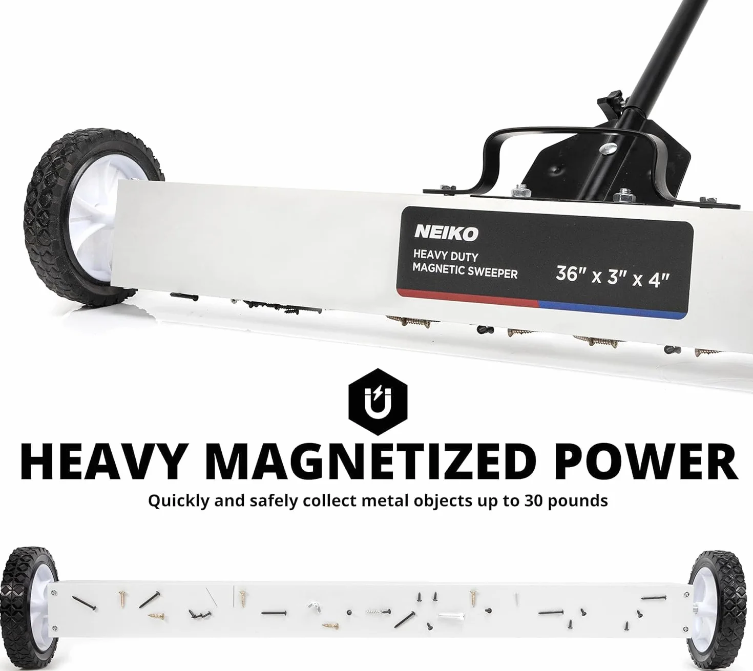 Neiko® Heavy Duty 61 cm Magnetic Sweeper metal pickup Tool con sgancio rapido regolabile in altezza, 53418A