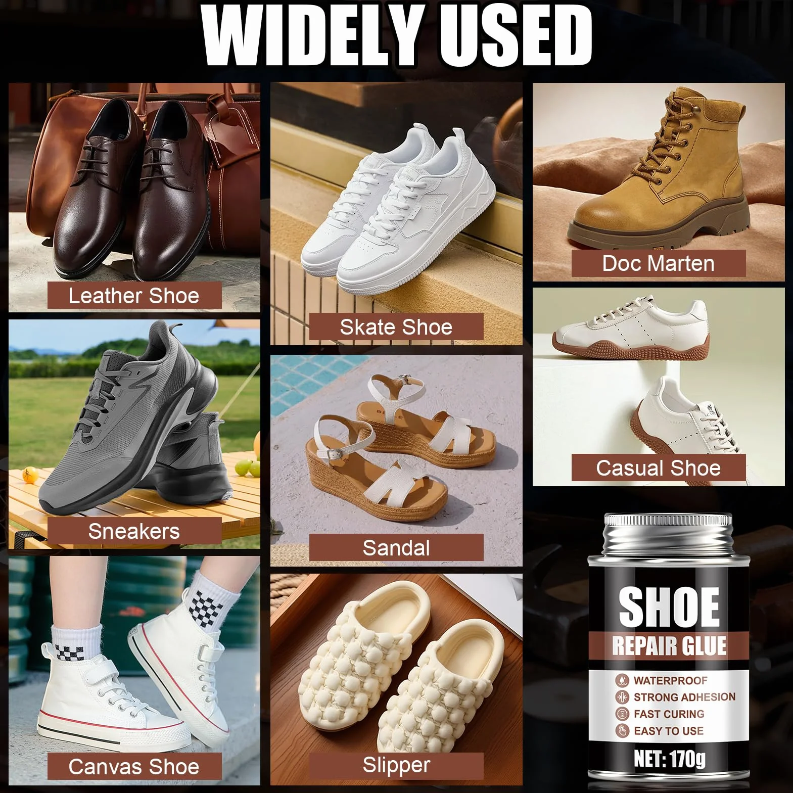 170g Colla per Scarpe Professionale, Colla Scarpe, Colla perScarpe, Altamente Flessibile, Impermeabile, Resistente All'usura, Adatto per Riparare Tacchi Alti, Scarpe da Ginnastica, Stivali