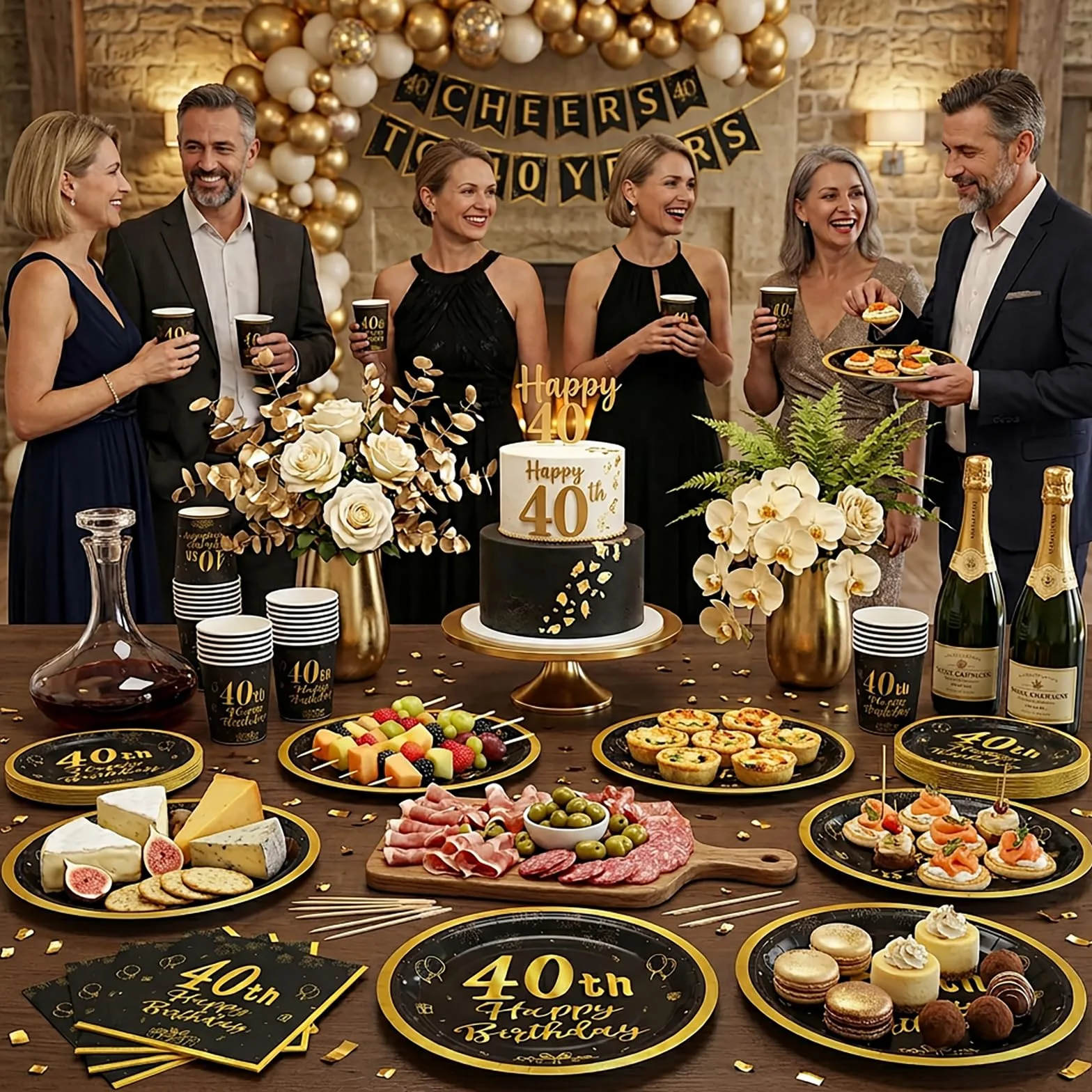 Set Stoviglie Compleanno 40 Anni 96 Pezzi Servizio 24 Persone