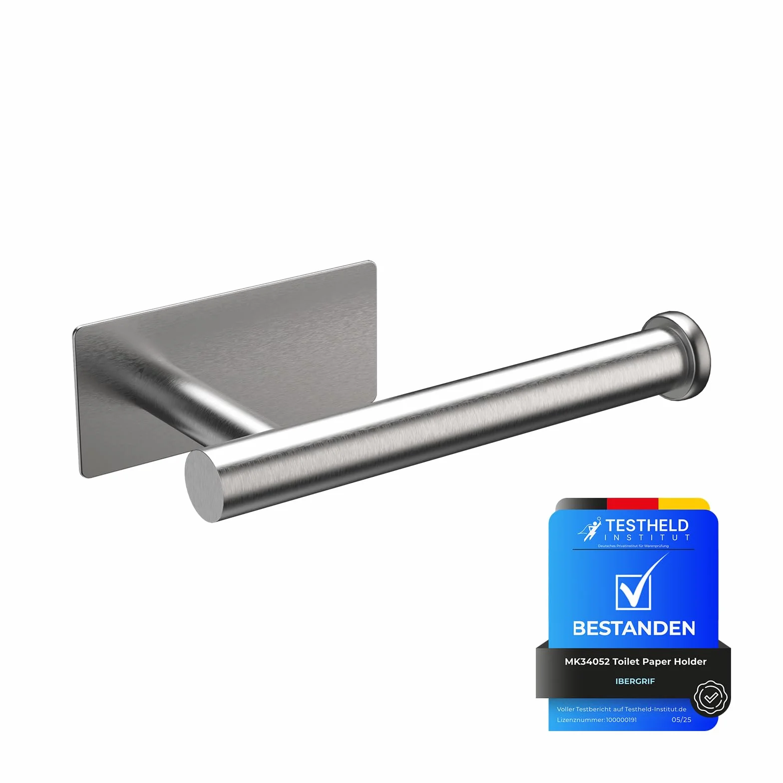 Ibergrif MK34052 Porta Carta Igienica Adesivo Portarotolo Carta Igienica Acciaio Inox per Bagno e Toilette,Acciaio Inossidabile