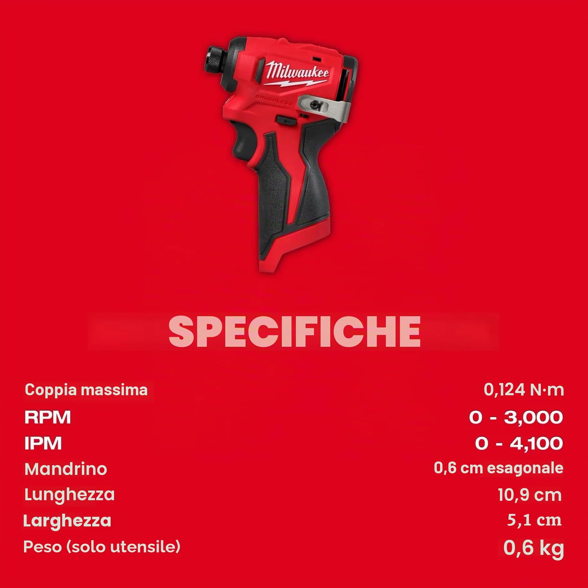 Milwaukee M12 Subcompact Brushless 1/4 Hex Impact Driver